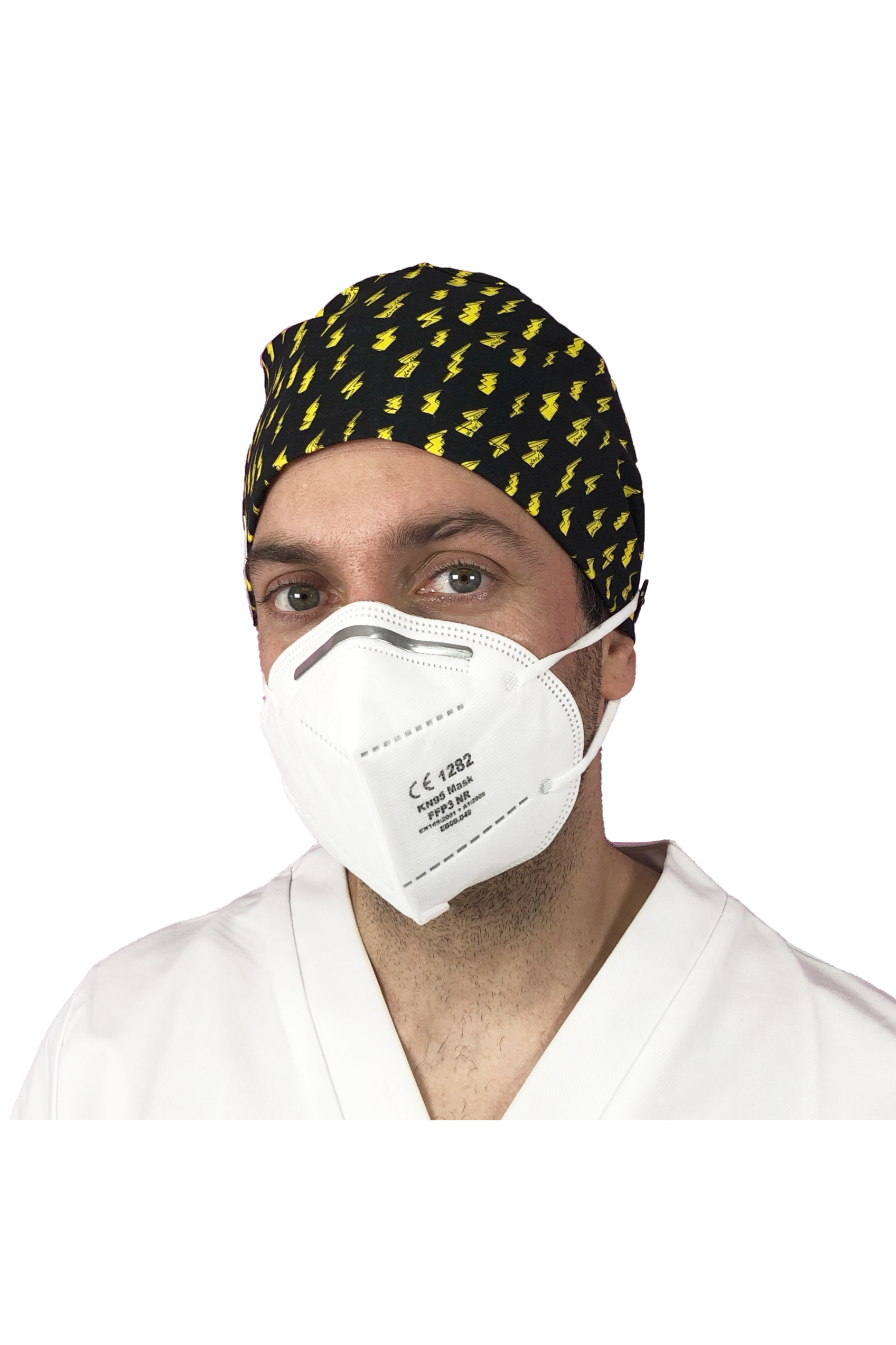 Short hair surgical cap with buttons - Printed -zoom-57