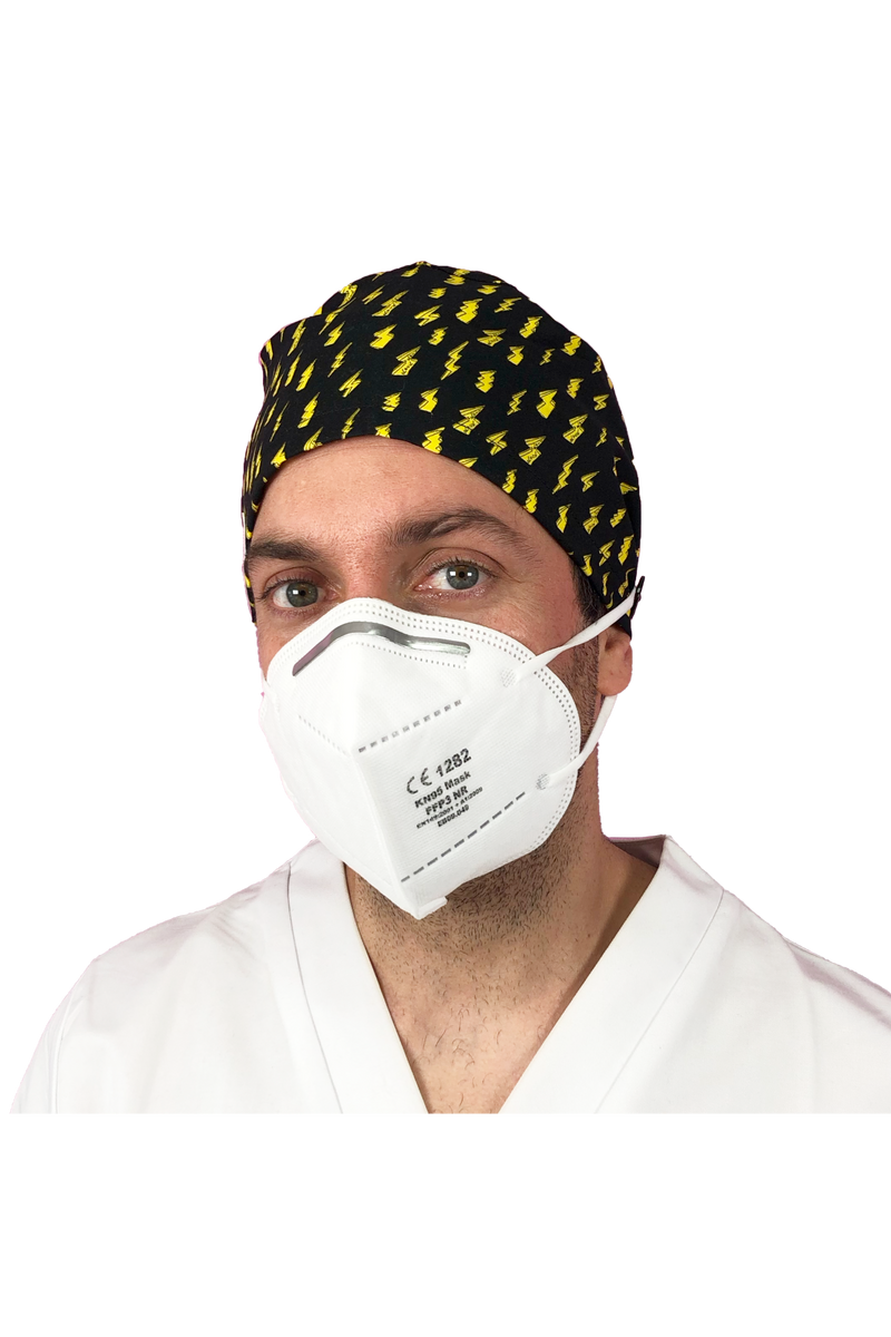 Short hair surgical cap with buttons - Printed -zoom-