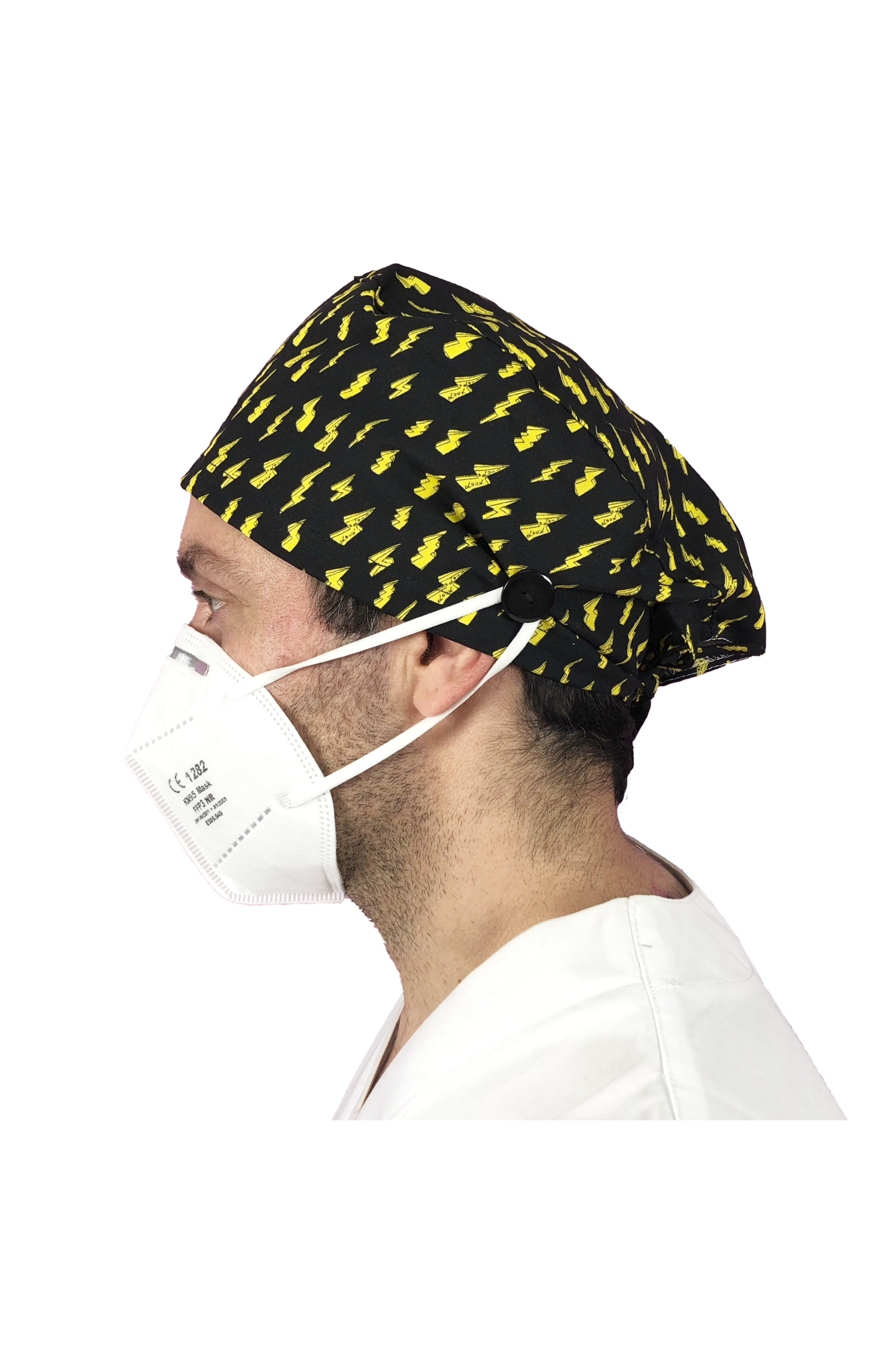 Short hair surgical cap with buttons - Printed -zoom-58