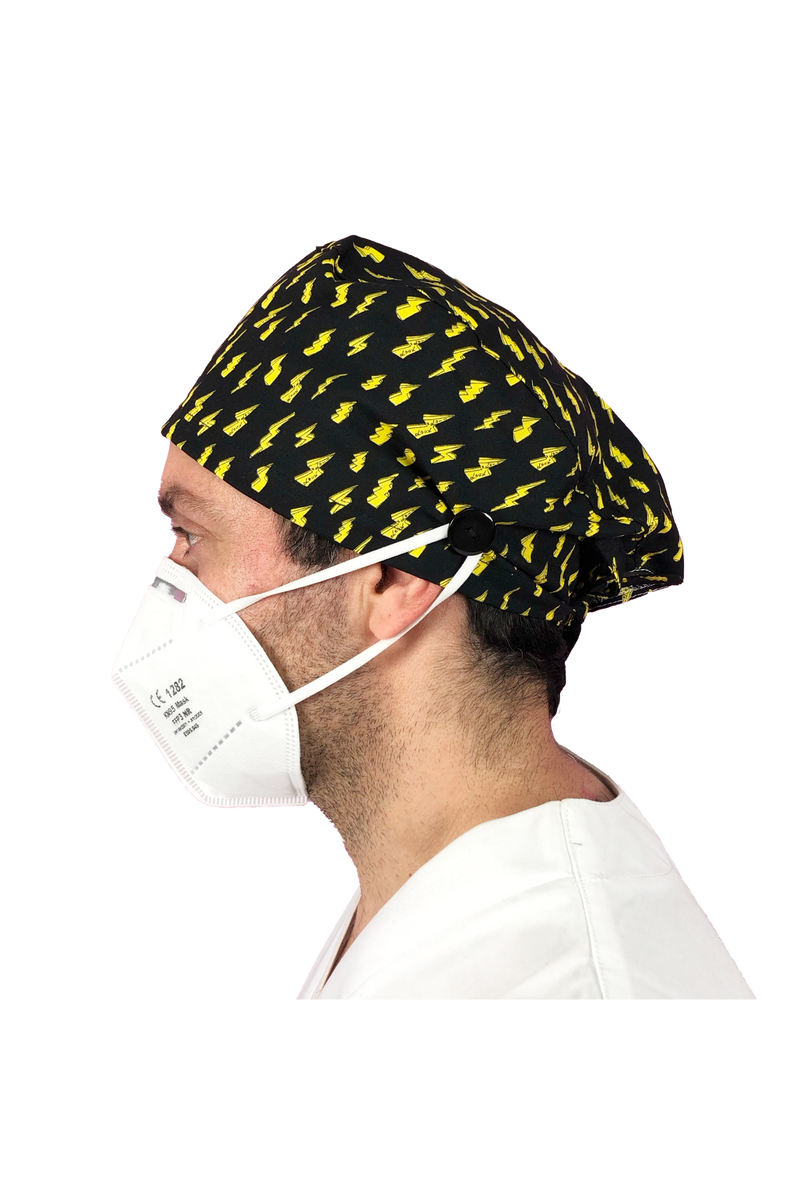 Short hair surgical cap with buttons - Printed -zoom-