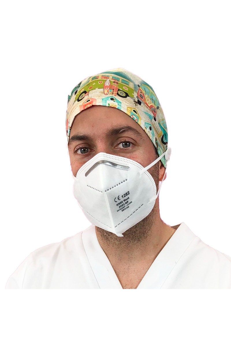 Short hair surgical cap with buttons - Printed -zoom-