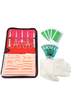 Kit de sutura para practicar con almohadilla e instrumental completo