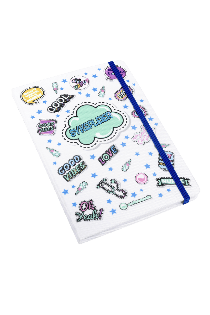 A5 Customizable Notebook with Blue Elastic Closure - Stickers Collection-zoom-