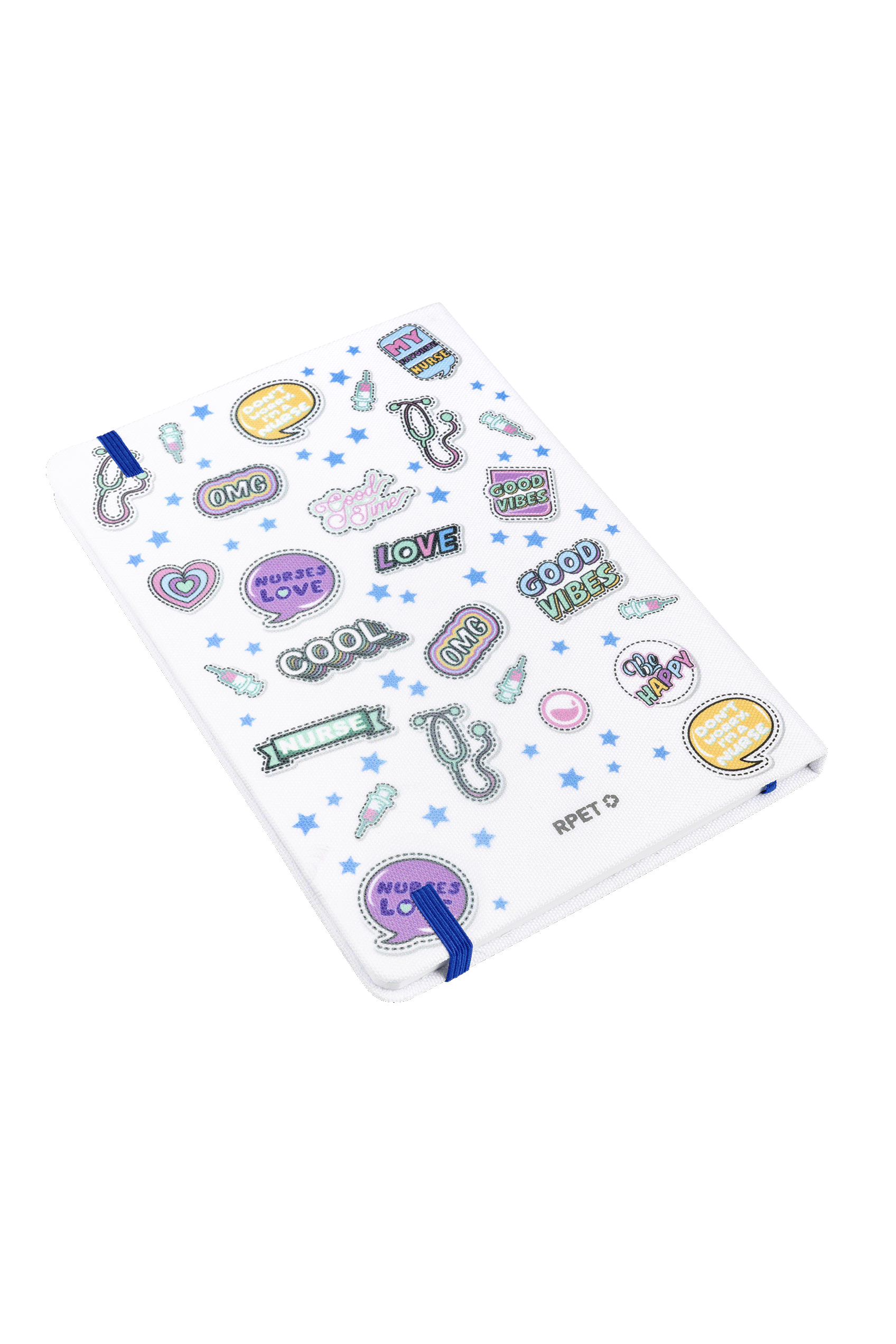 A5 Customizable Notebook with Blue Elastic Closure - Stickers Collection-zoom-4