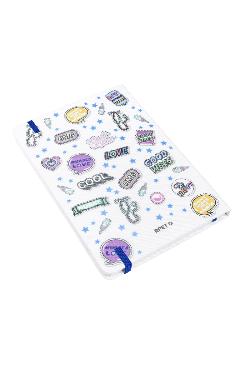 A5 Customizable Notebook with Blue Elastic Closure - Stickers Collection-zoom-