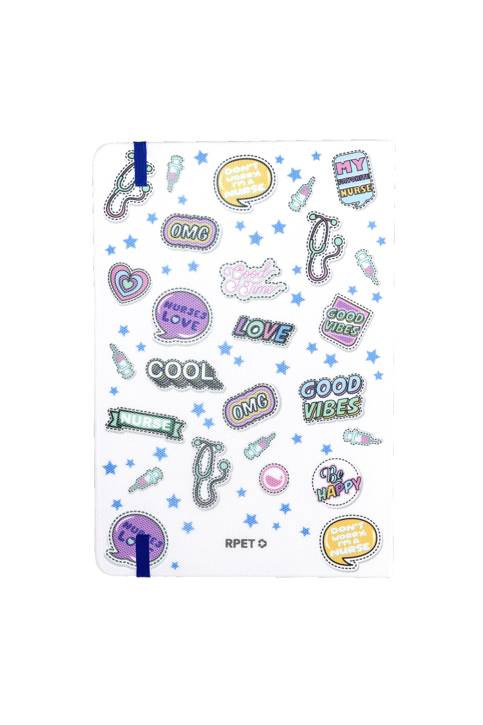 A5 Customizable Notebook with Blue Elastic Closure - Stickers Collection-zoom-5