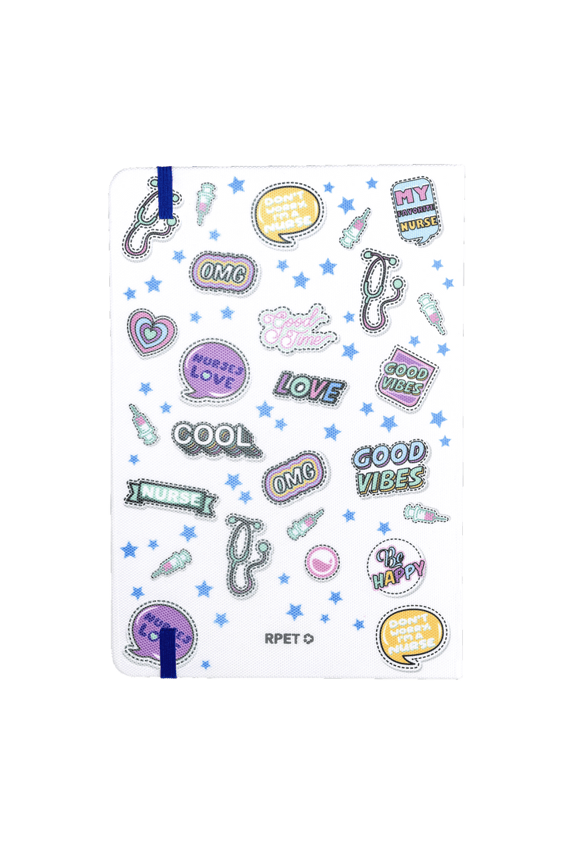 A5 Customizable Notebook with Blue Elastic Closure - Stickers Collection-zoom-
