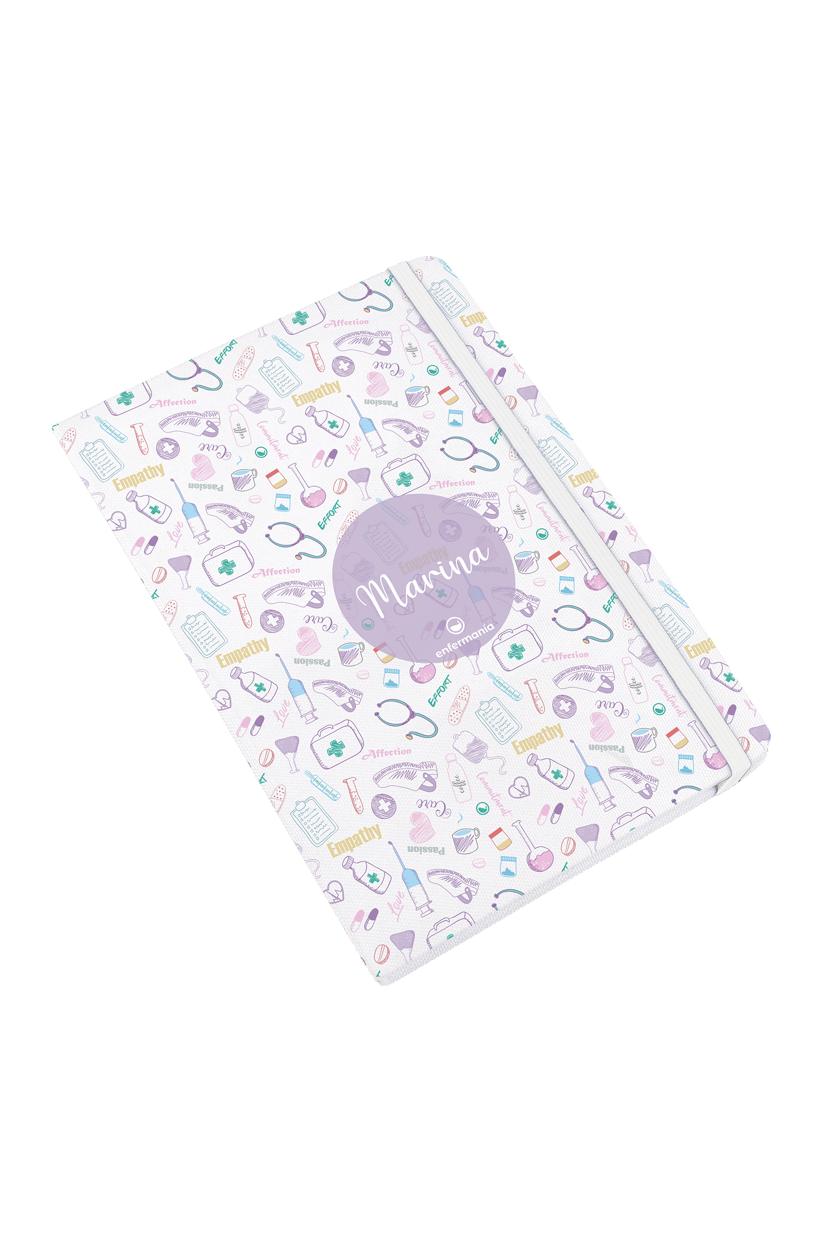 A5 customizable notebook with white elastic band – Care Collection-2