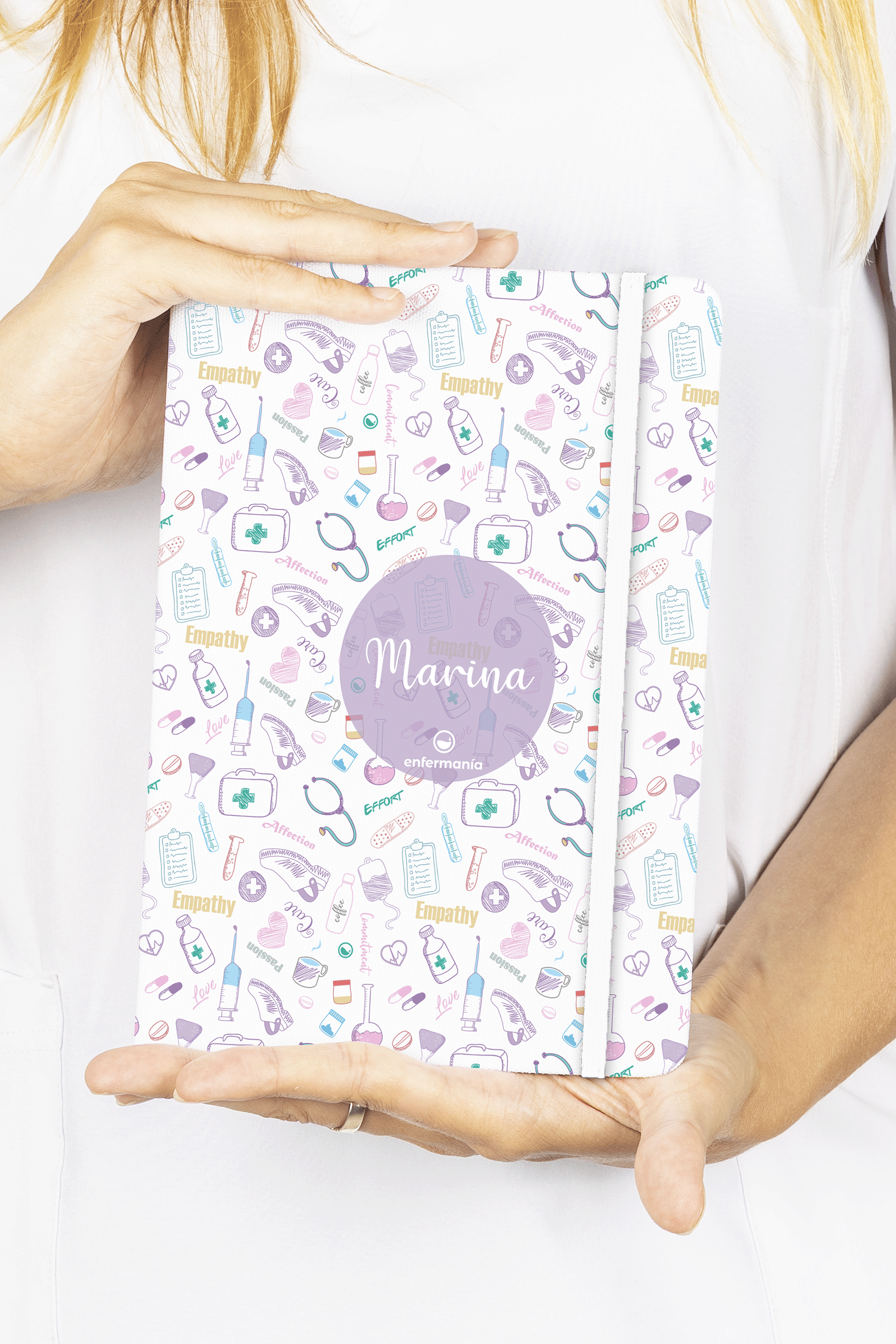 A5 customizable notebook with white elastic band – Care Collection-zoom-3