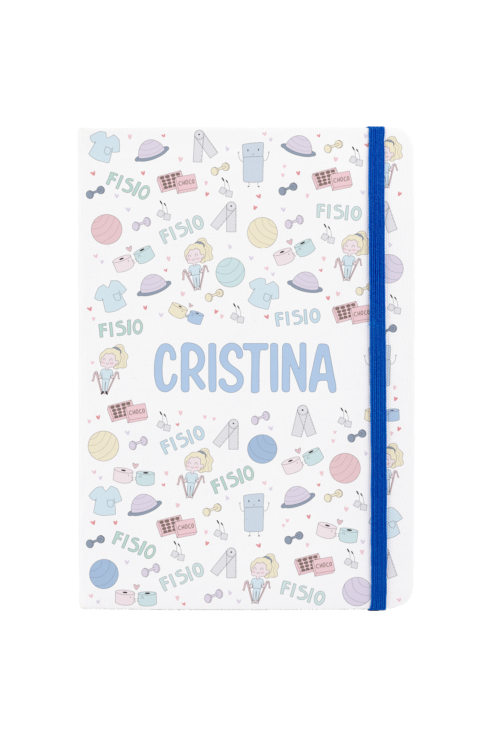 A5 notebook with blue elastic band – Fisio Pastel