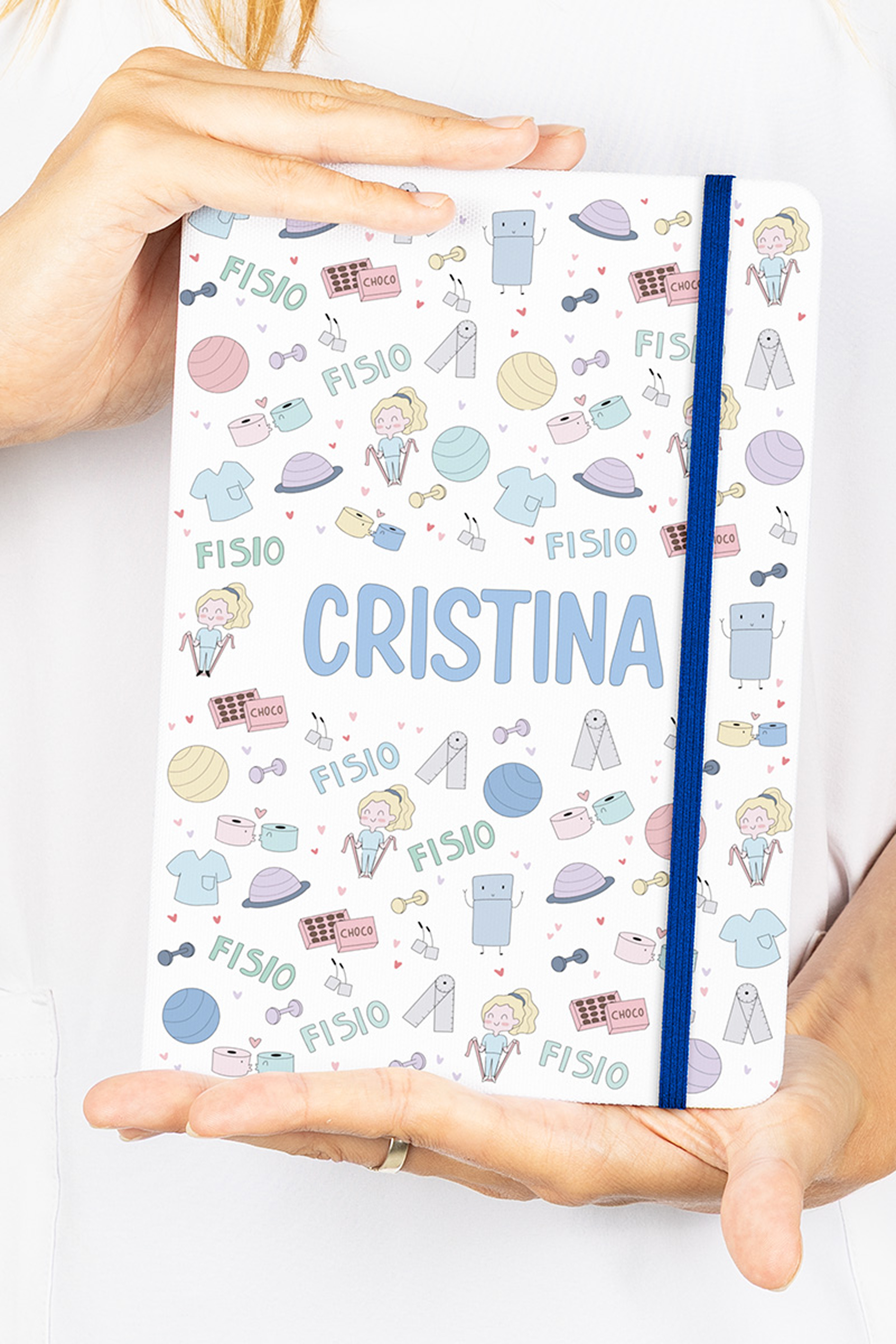A5 notebook with blue elastic band – Fisio Pastel-2