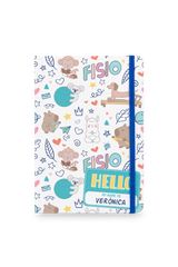 A5 Customizable Notebook with Blue Elastic Closure - Physio Animals