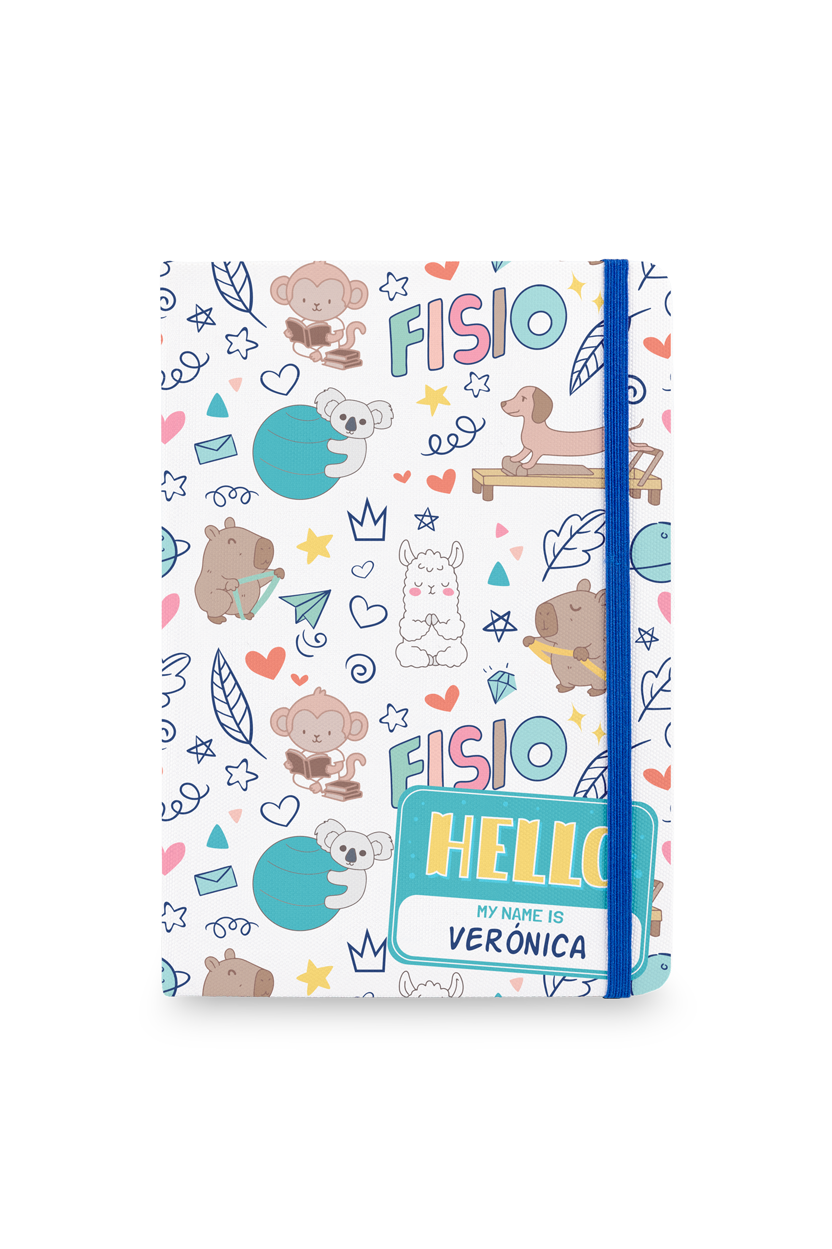 Libreta Personalizable A5 goma azul - Animalitos Fisio