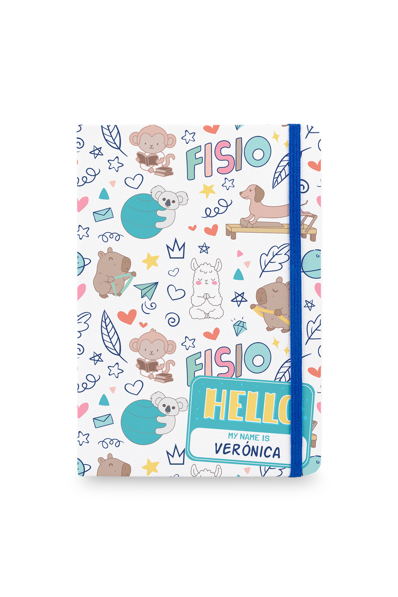 A5 Customizable Notebook with Blue Elastic Closure - Physio Animals-zoom-