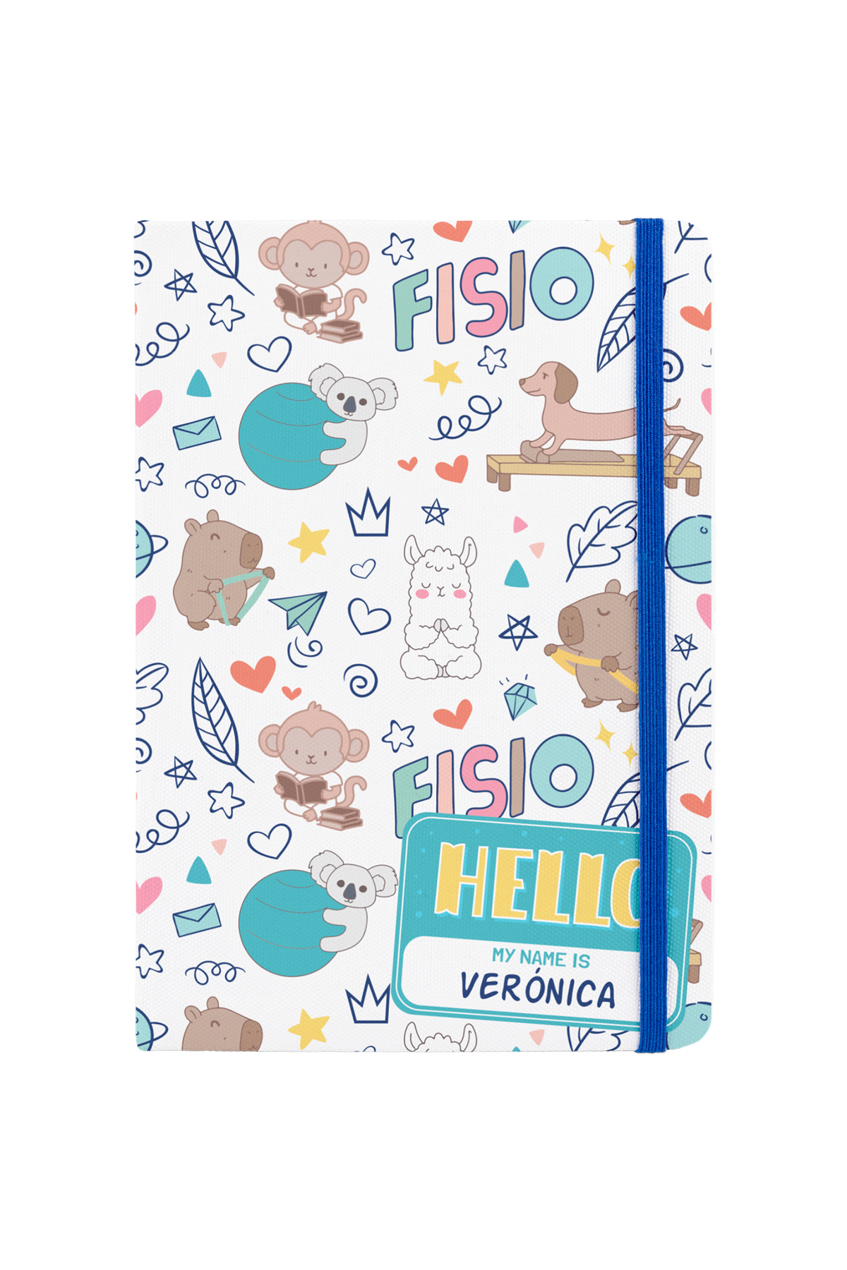 Libreta Personalizable A5 goma azul - Animalitos Fisio