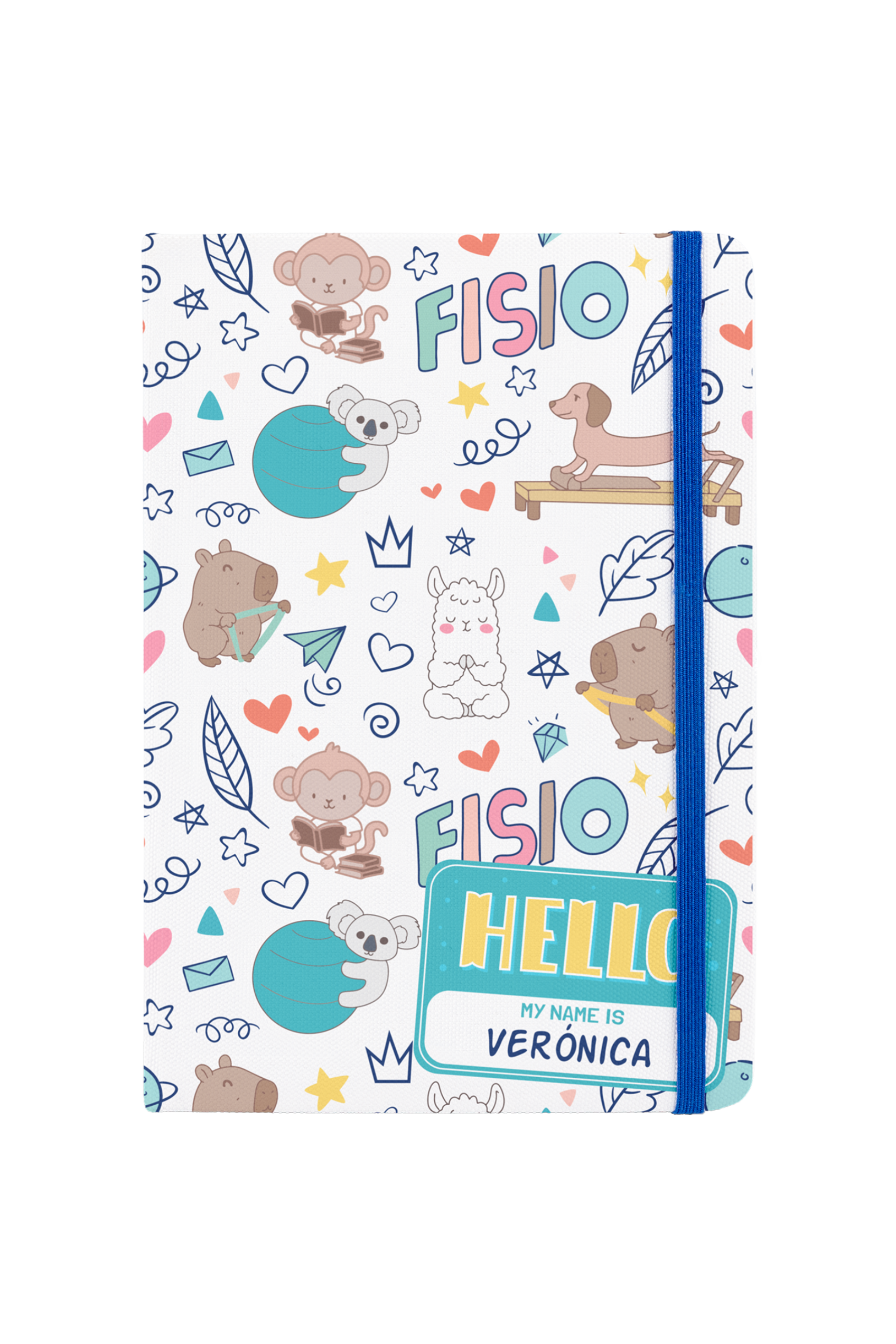 Libreta Personalizable A5 goma azul - Animalitos Fisio-zoom-1