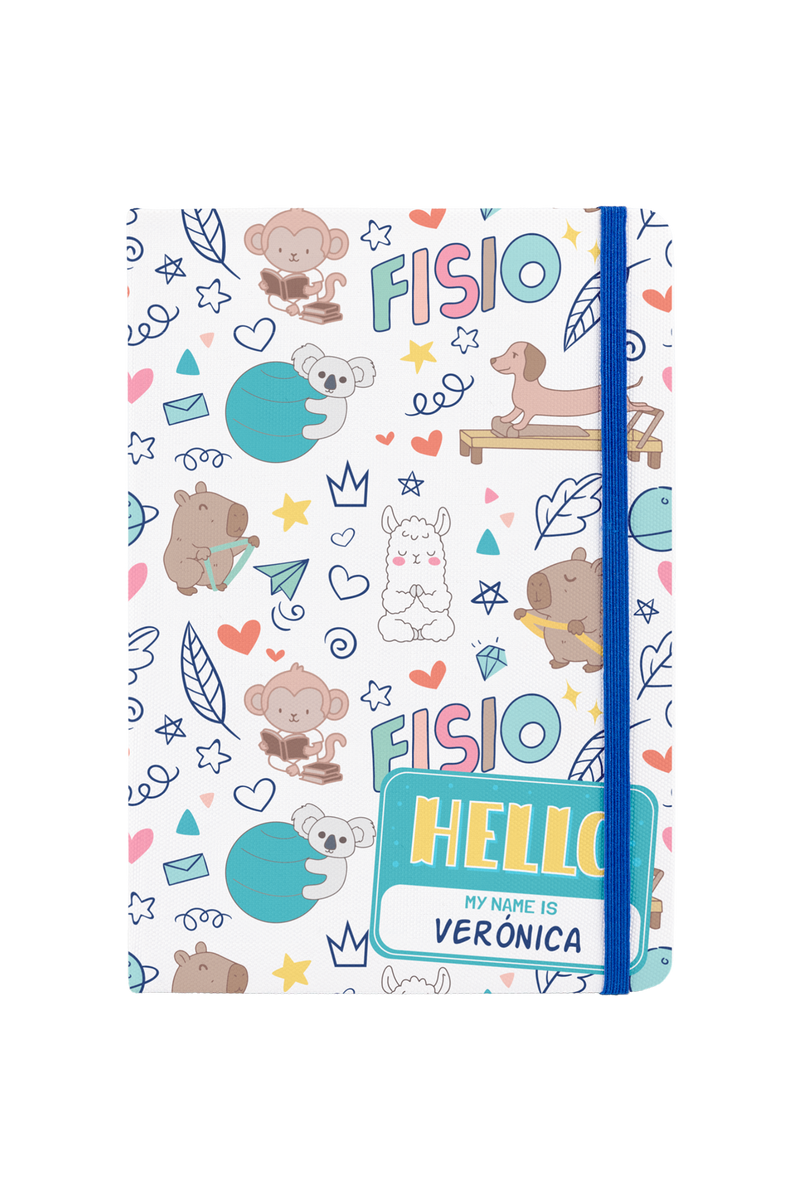 Libreta Personalizable A5 goma azul - Animalitos Fisio-zoom-