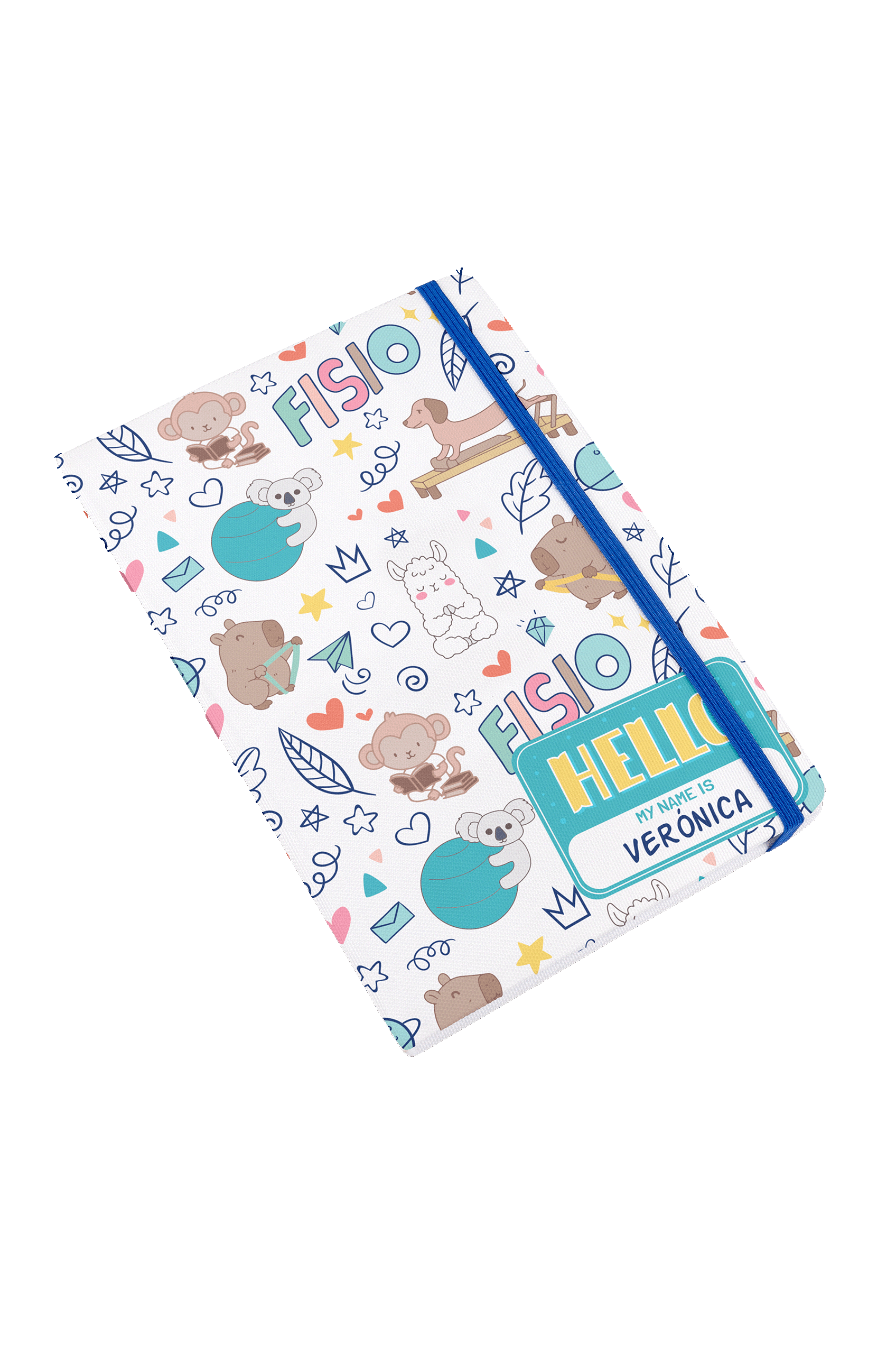 Libreta Personalizable A5 goma azul - Animalitos Fisio