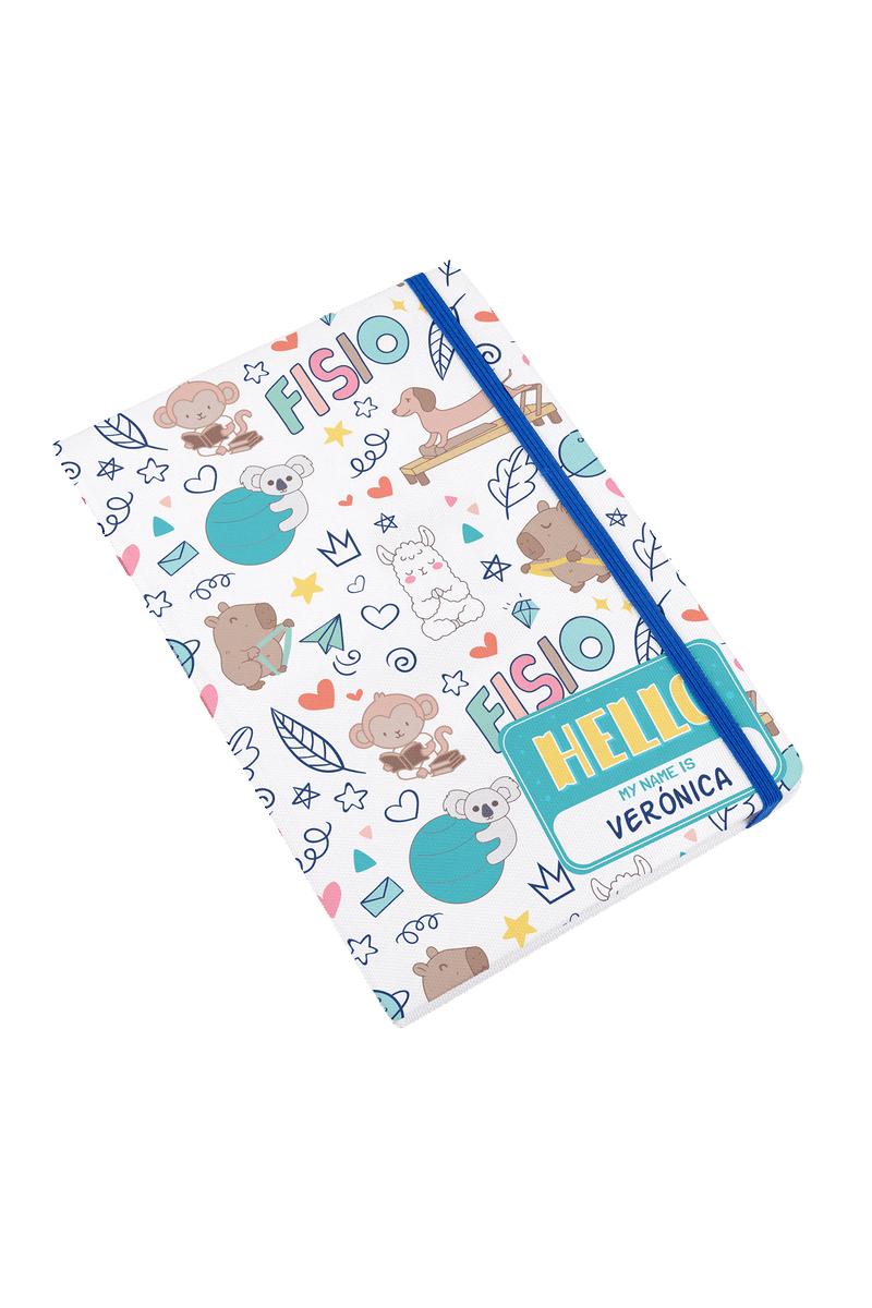 A5 Customizable Notebook with Blue Elastic Closure - Physio Animals-zoom-