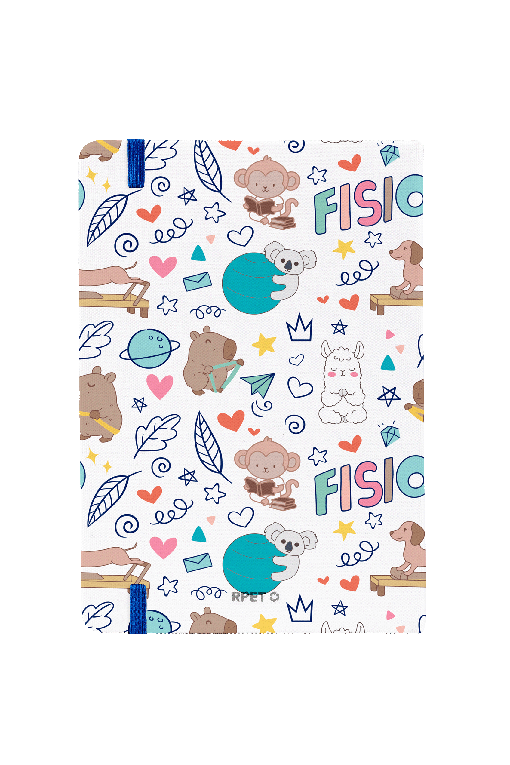 A5 Customizable Notebook with Blue Elastic Closure - Physio Animals-zoom-3