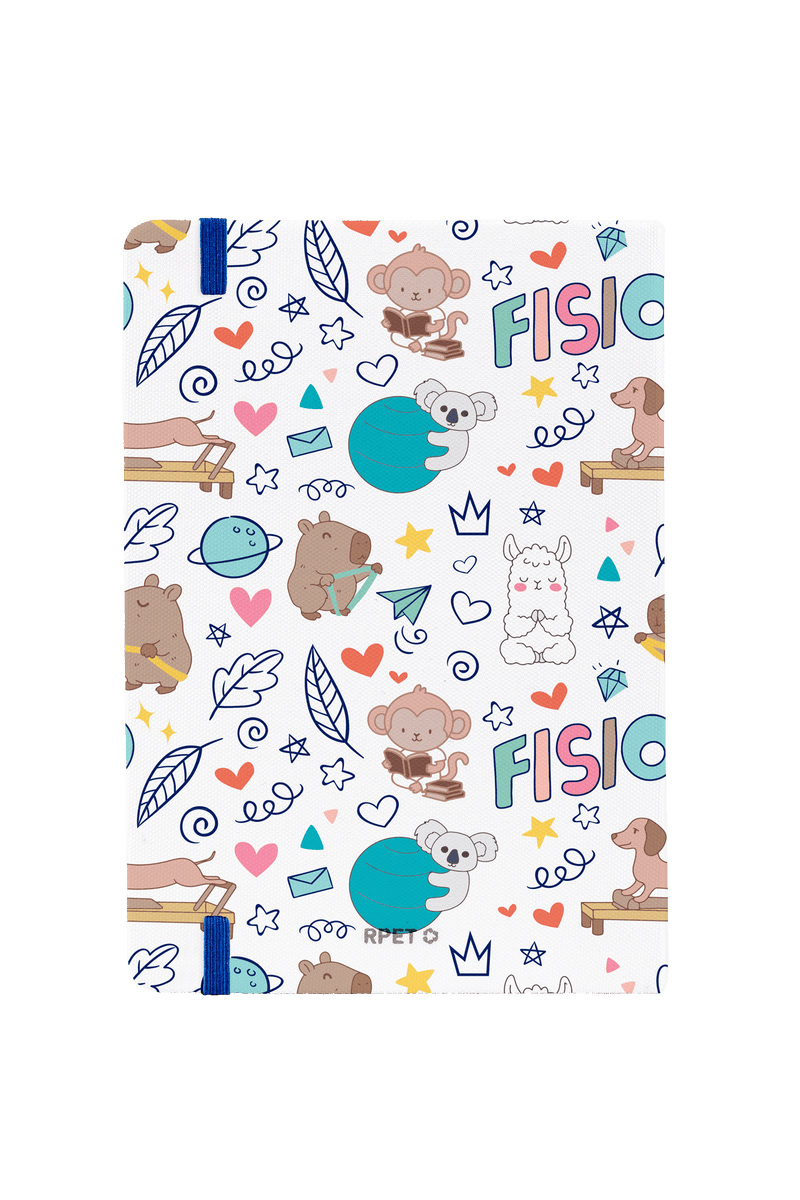 A5 Customizable Notebook with Blue Elastic Closure - Physio Animals-zoom-