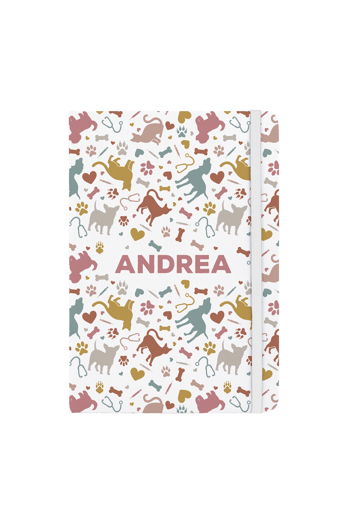 Caderno A5 com elástico branco – Vets Collection