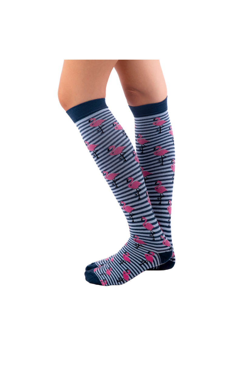 Printed Compression Socks - Flamingos-zoom-