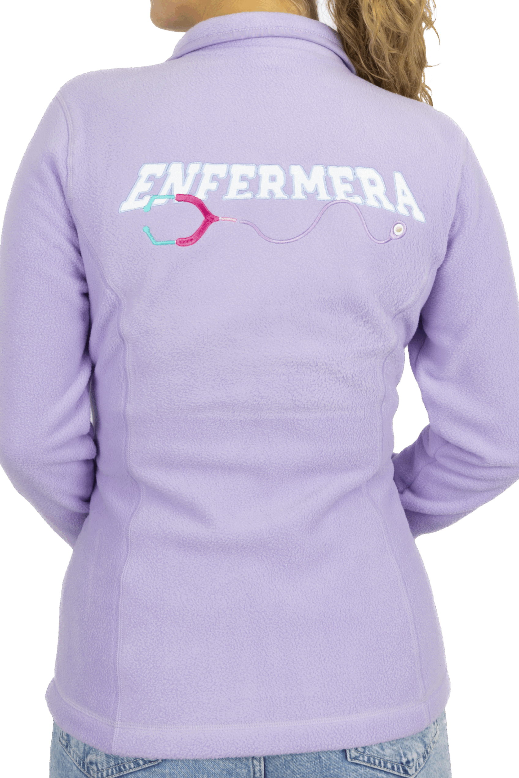 Personalized Women's Fleece Scrub Top – Lavender with Embroidery-1