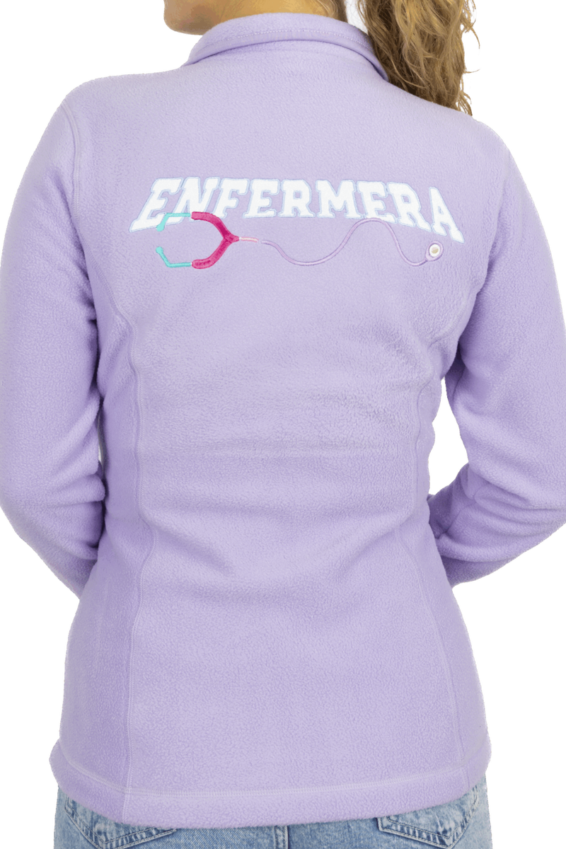 Personalized Women's Fleece Scrub Top – Lavender with Embroidery-zoom-