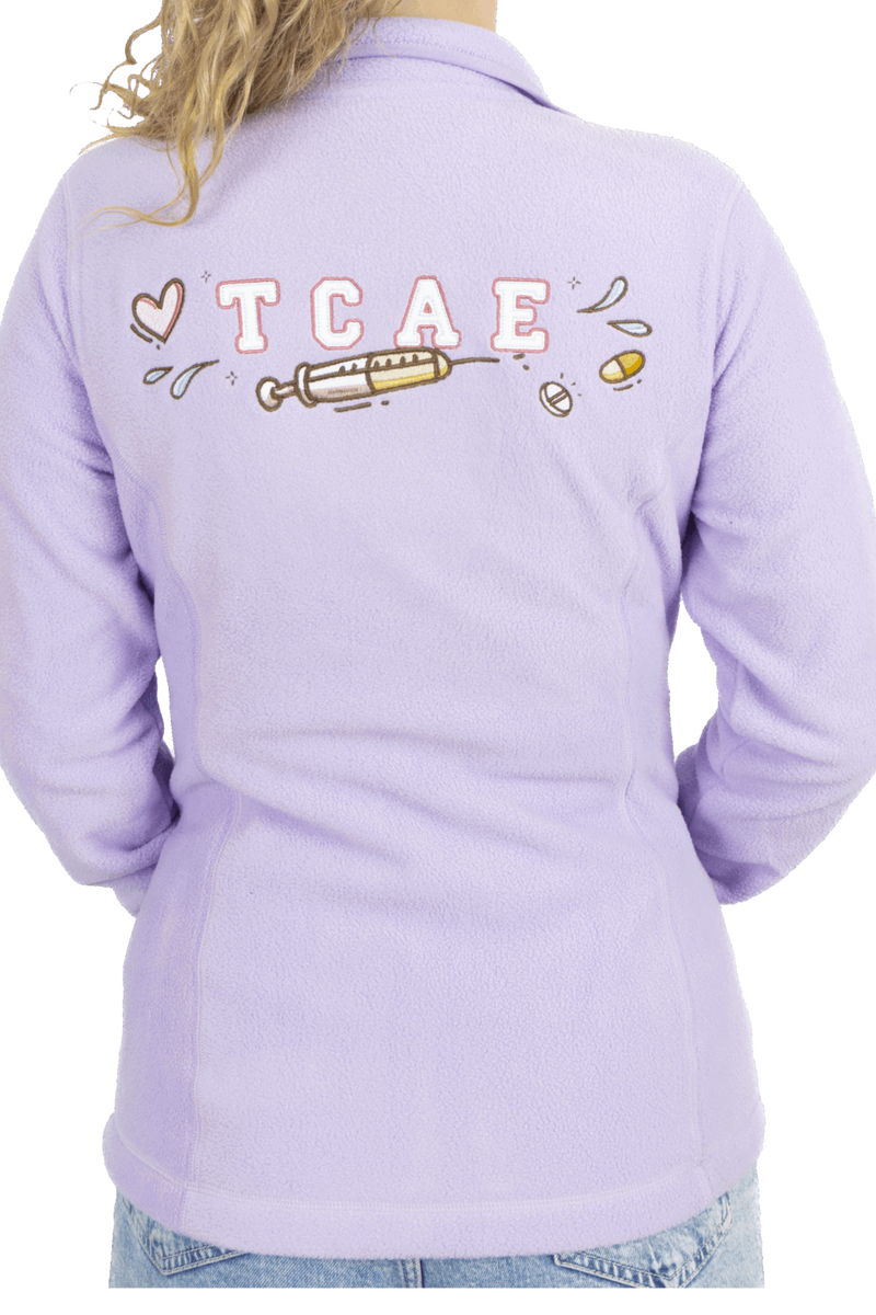 Personalized Women's Fleece Scrub Top – Lavender with Embroidery-zoom-
