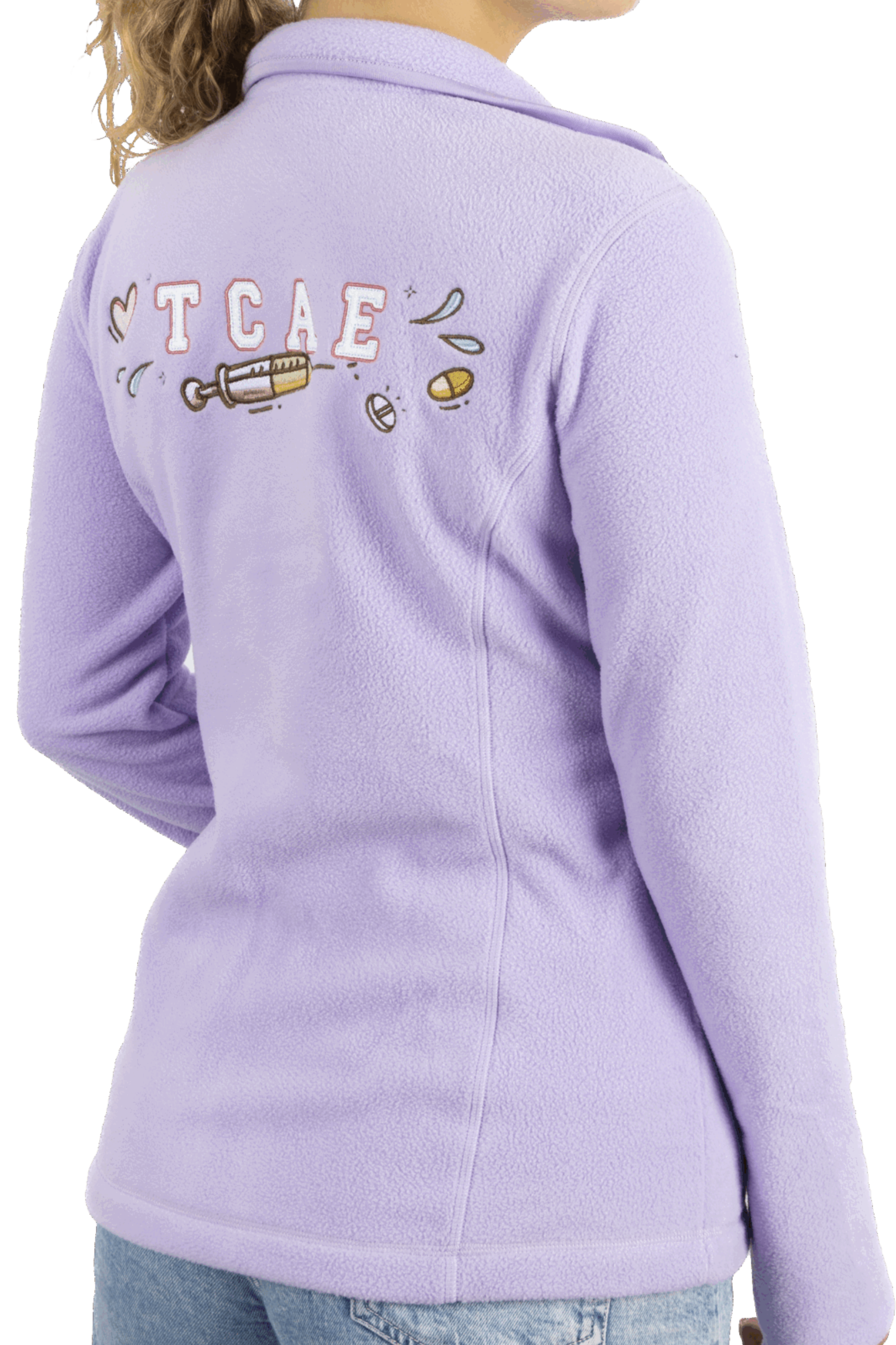 Personalized Women's Fleece Scrub Top – Lavender with Embroidery-zoom-2