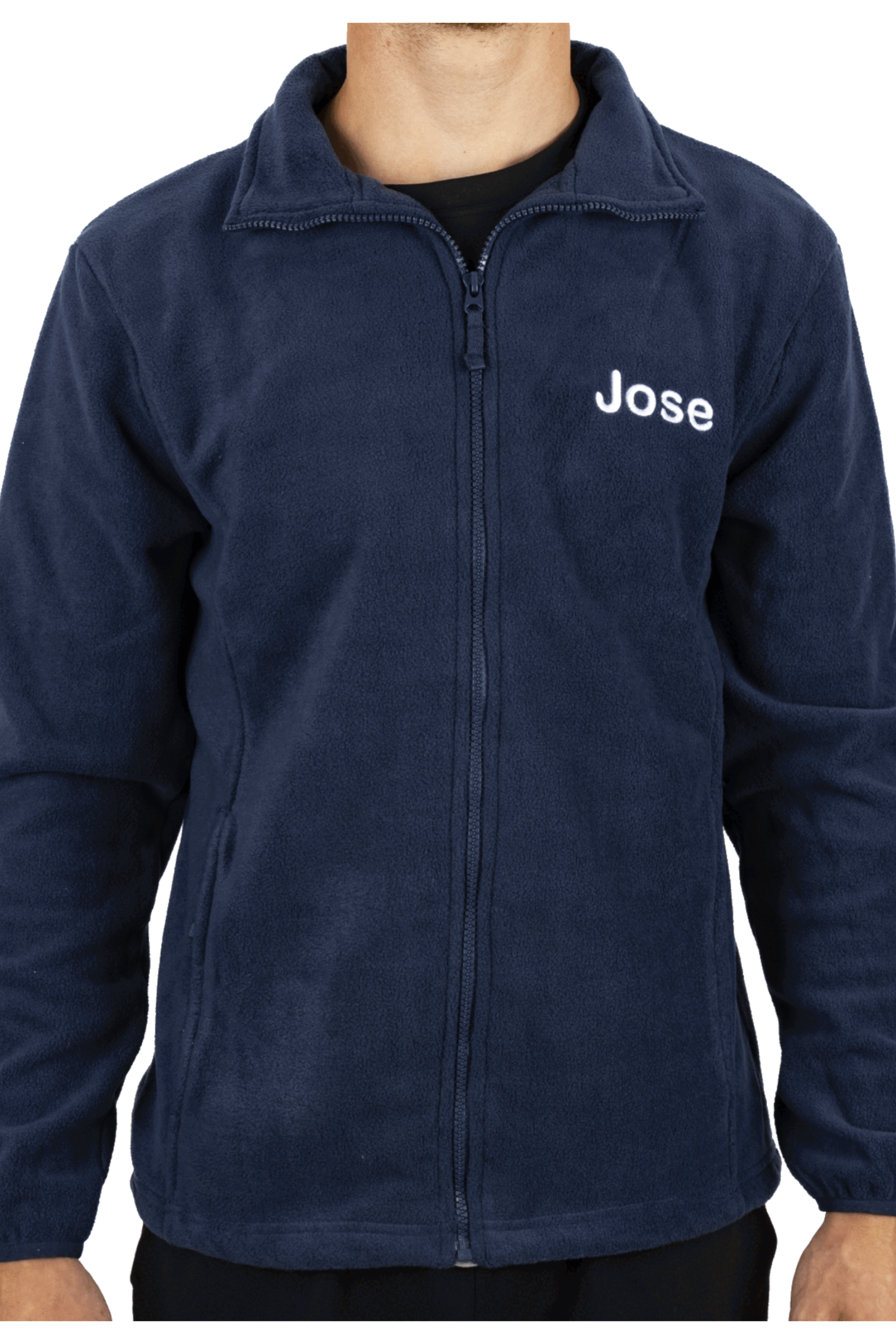 Personalized Men's Fleece Jacket - Navy Blue-zoom-2