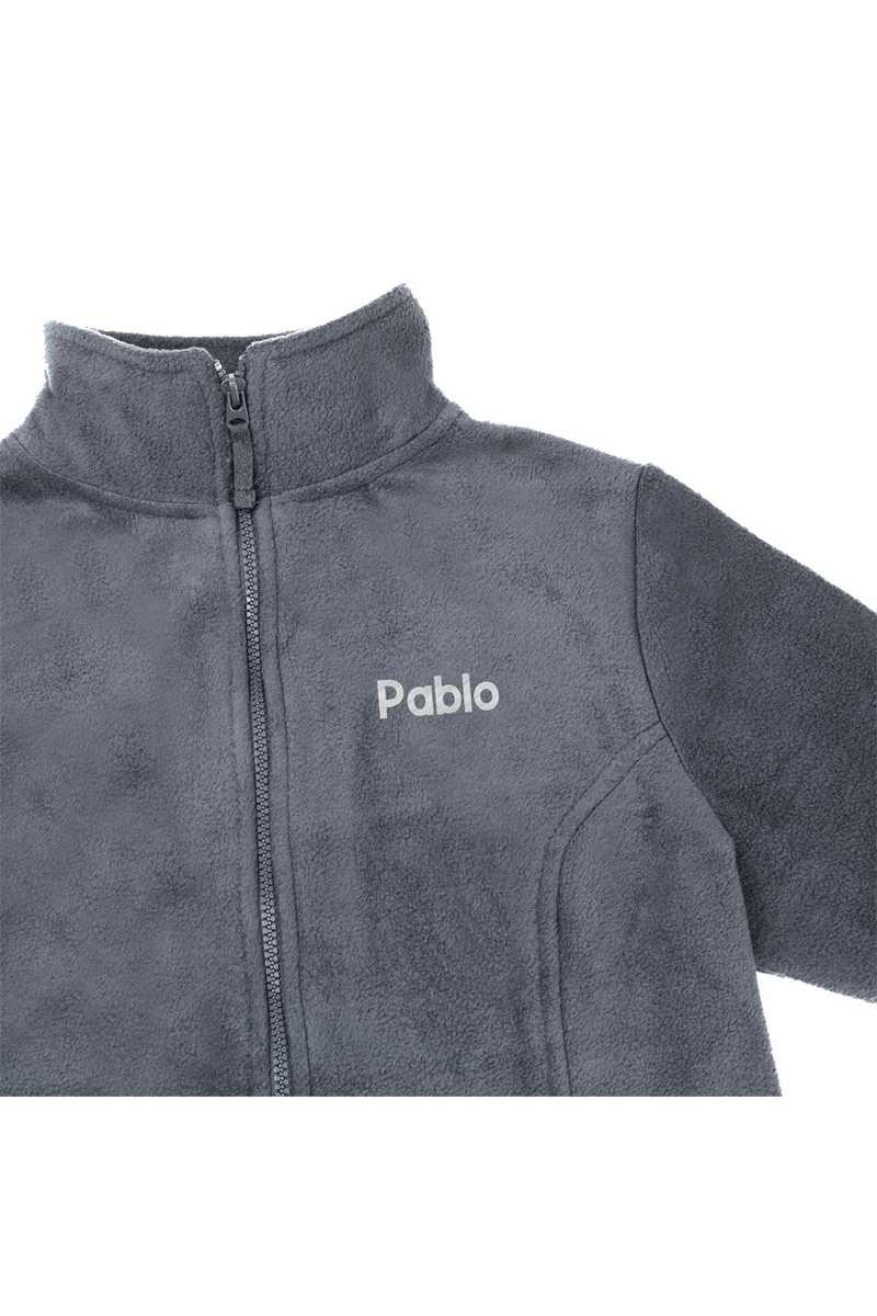 Personalized Men's Fleece Jacket - Grey with Embroidery-zoom-