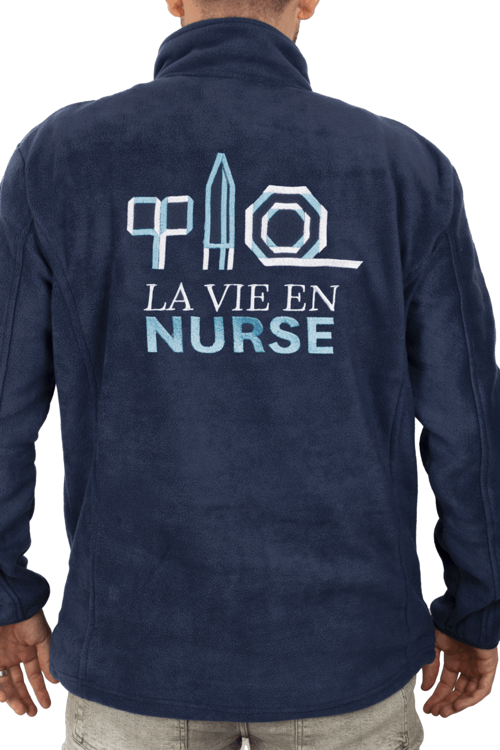Chaqueta Polar Azul Marino hombre bordado - SalusPlay-zoom-2