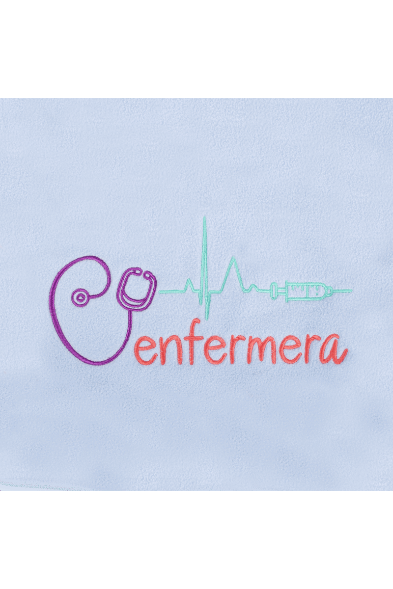 Women's Fleece Scrub Top with Personalized Embroidery - Sweet Blue-zoom-