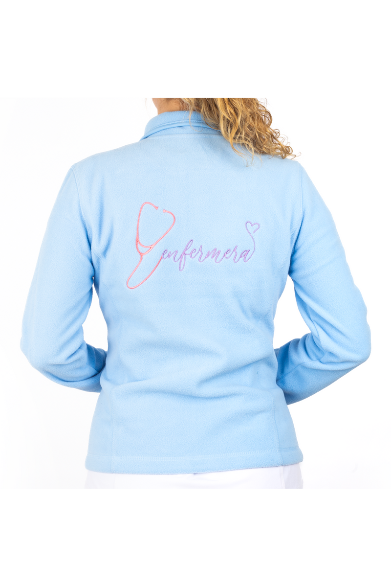 Women's Fleece Scrub Top with Personalized Embroidery - Sweet Blue-zoom-