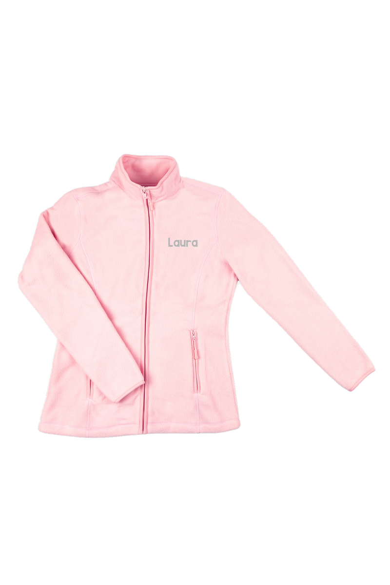 Personalized Women's Fleece Scrub Top – Sweet Pink-zoom-