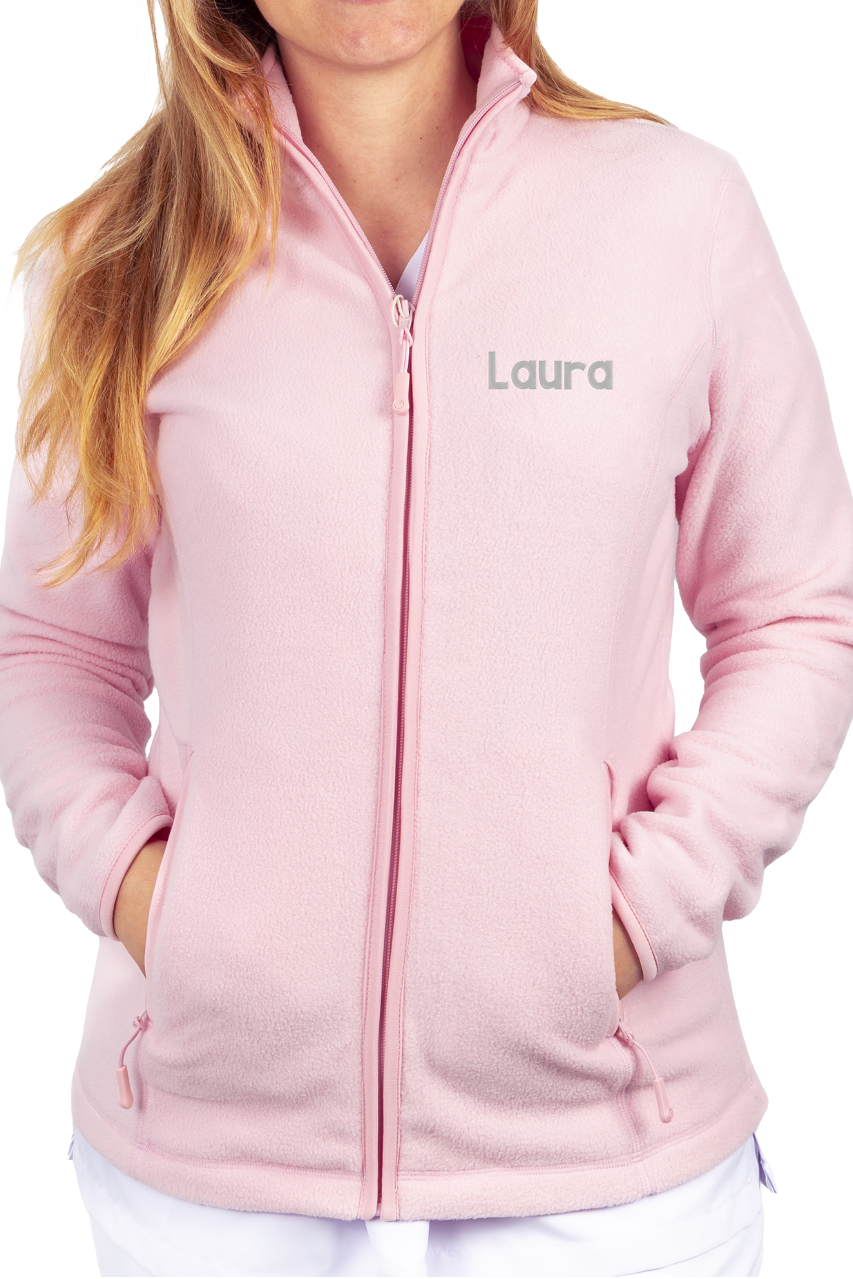 Personalized Women's Fleece Scrub Top – Sweet Pink-2