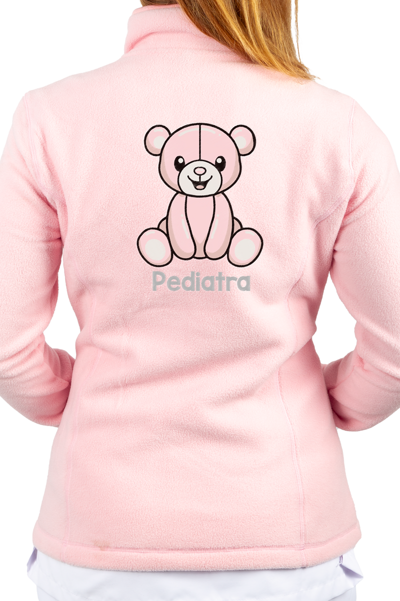 Personalized Women's Fleece Scrub Top – Sweet Pink-zoom-