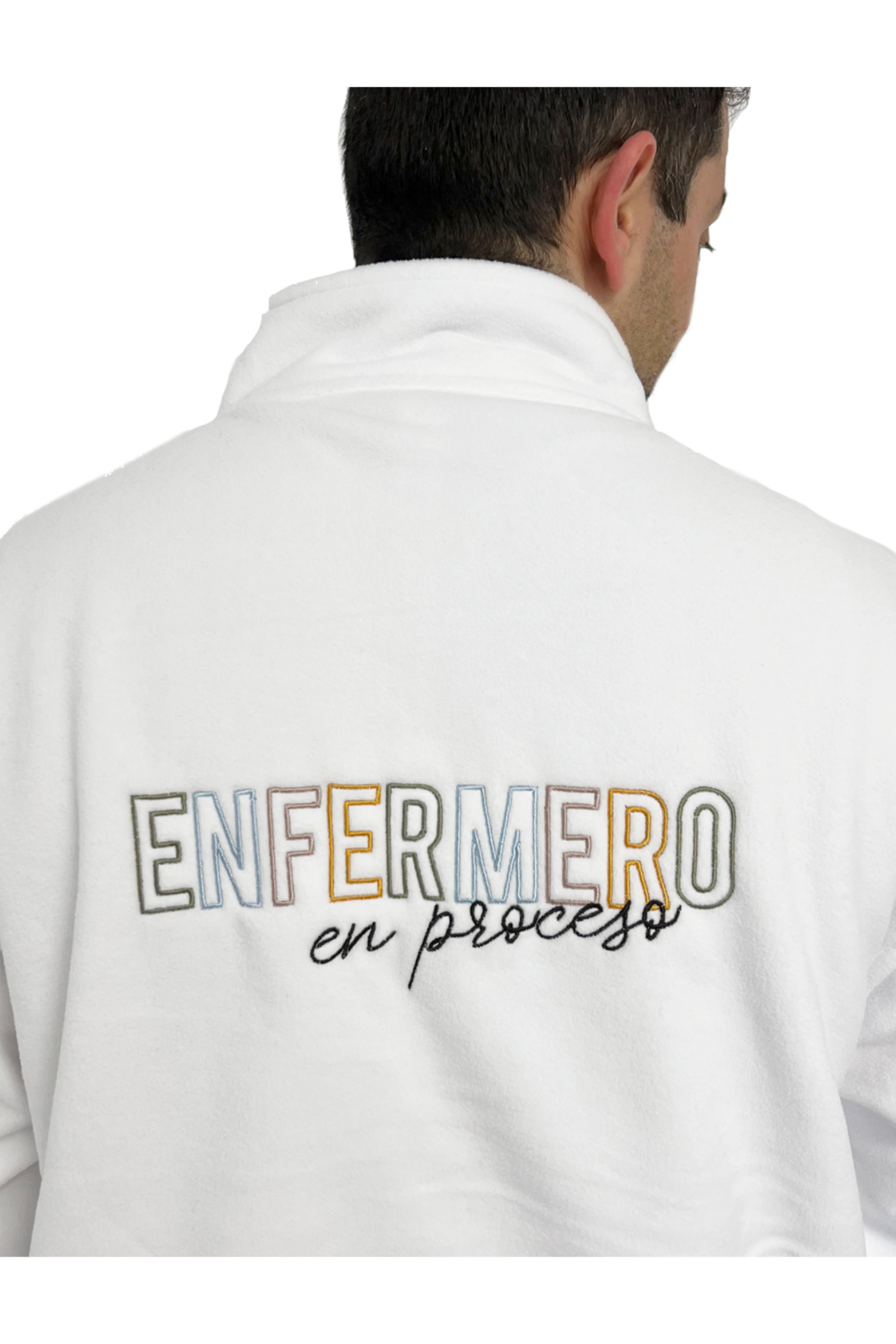 Personalized Men's Medical Fleece Jacket – White with Embroidery