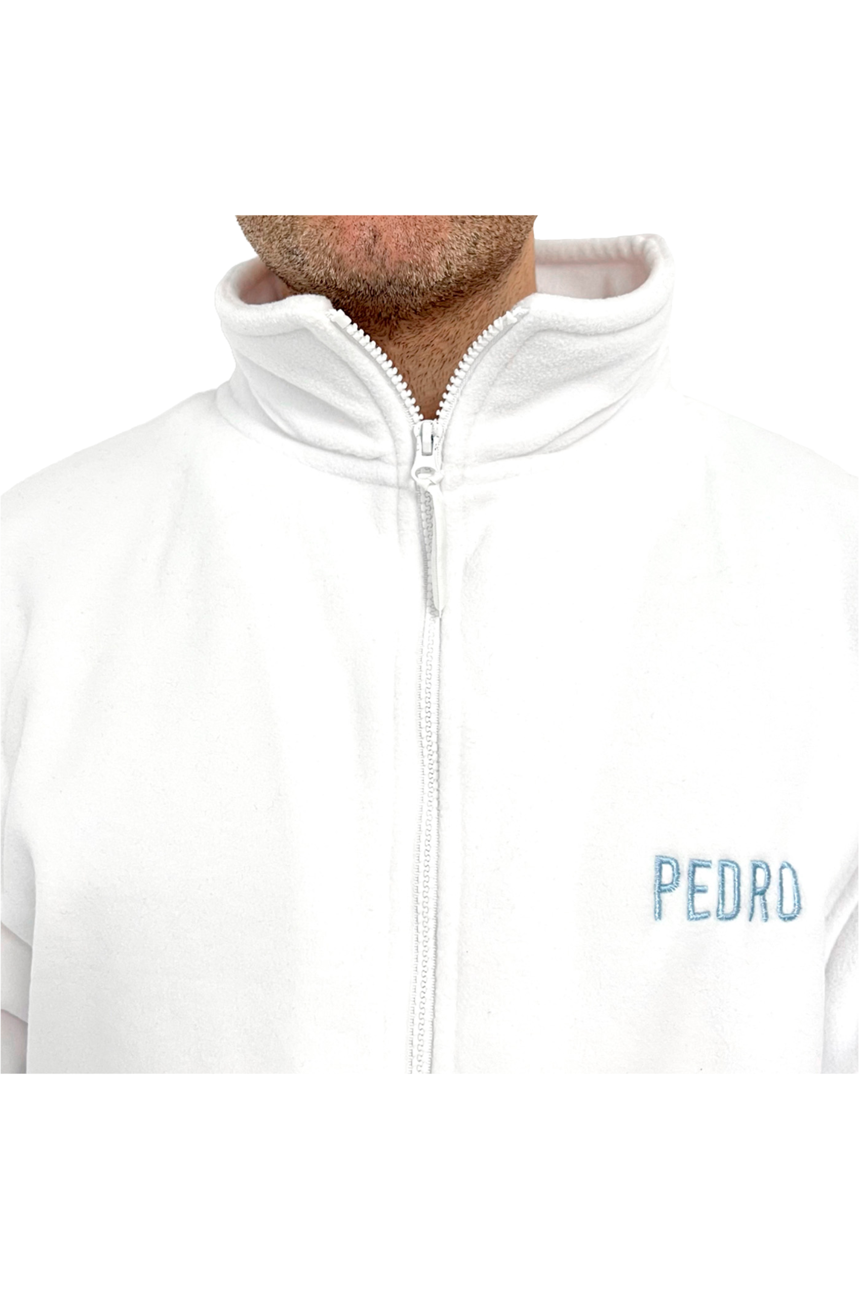 Personalized Men's Medical Fleece Jacket – White with Embroidery-zoom-3