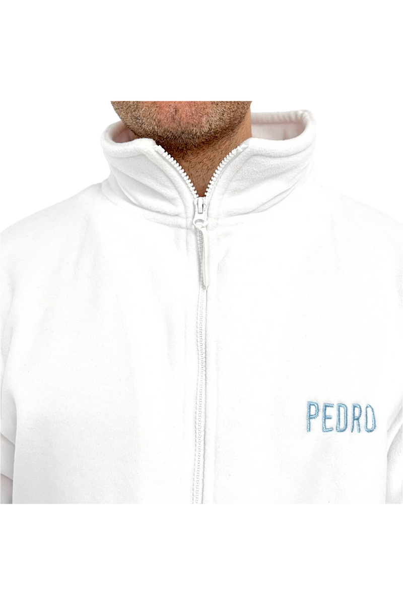 Personalized Men's Medical Fleece Jacket – White with Embroidery-zoom-
