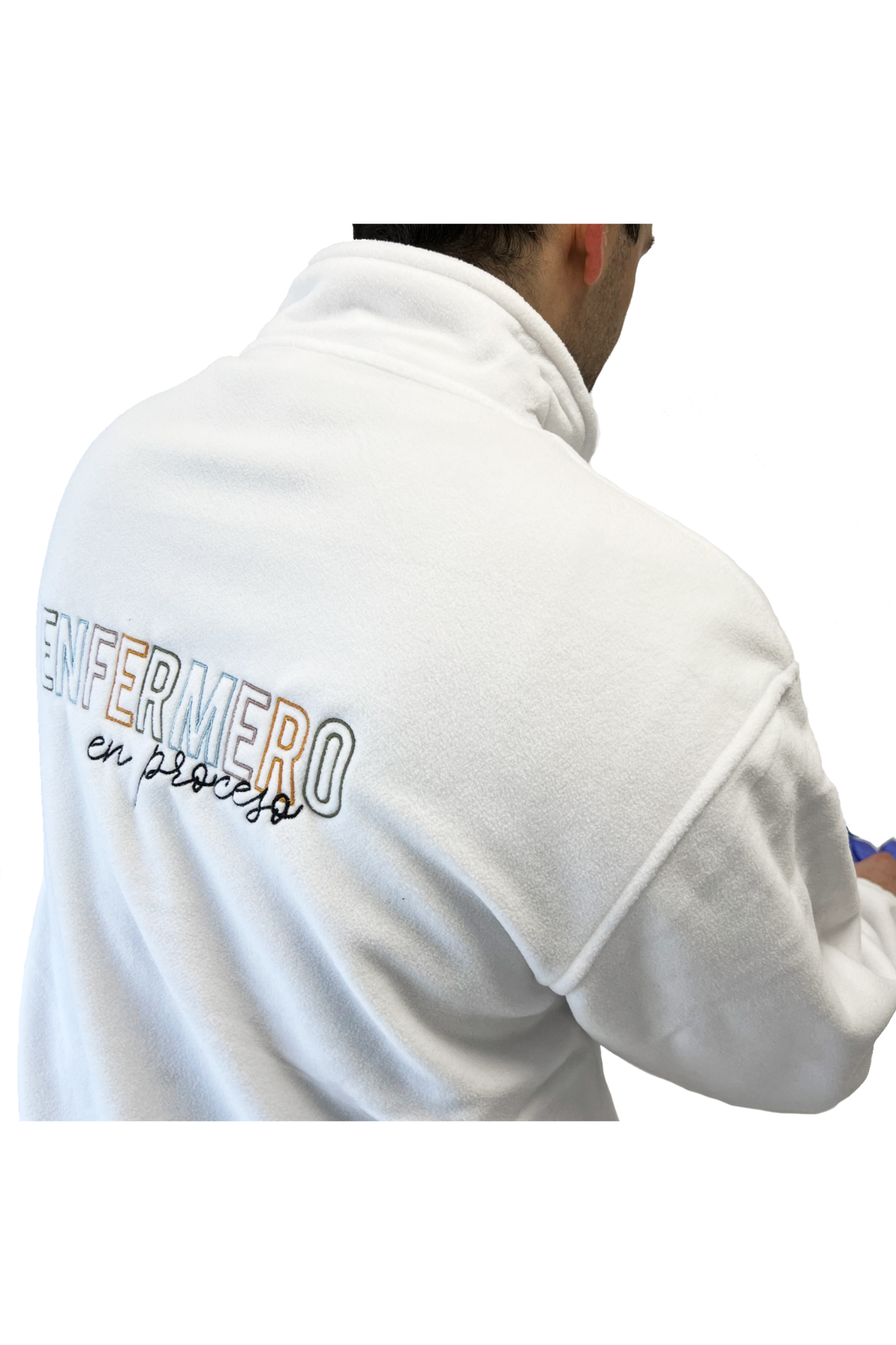 Personalized Men's Medical Fleece Jacket – White with Embroidery-4