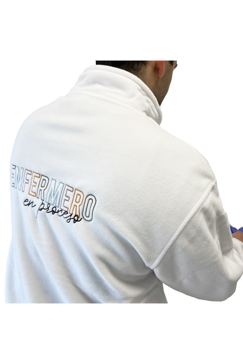 Personalized Men's Medical Fleece Jacket – White with Embroidery-zoom-