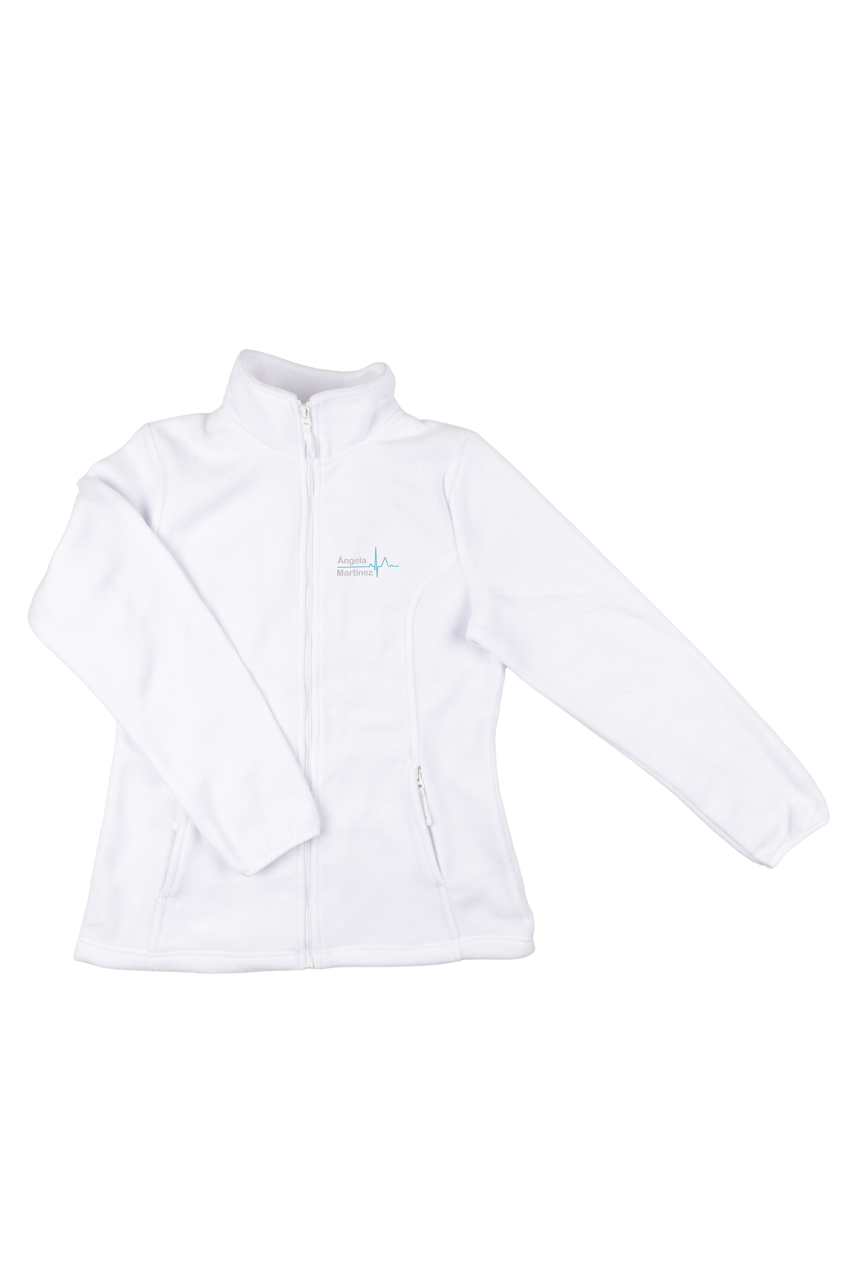 Women's Fleece Scrub Top with Custom Embroidery – White-5