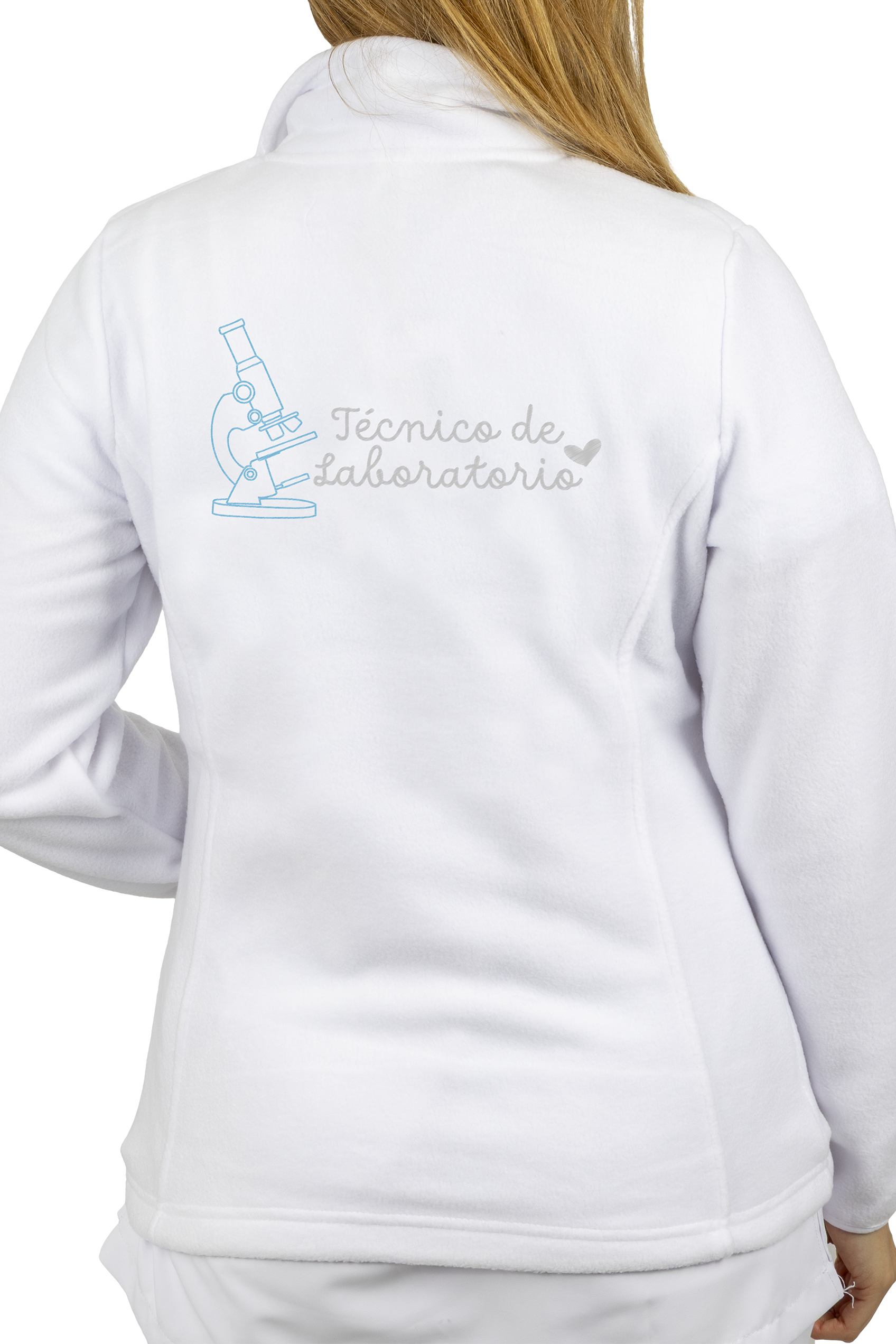Women's Fleece Scrub Top with Custom Embroidery – White-zoom-1