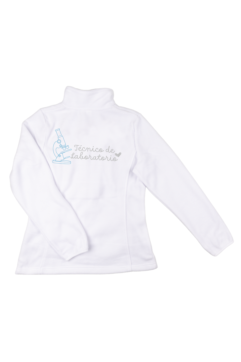 Women's Fleece Scrub Top with Custom Embroidery – White-zoom-