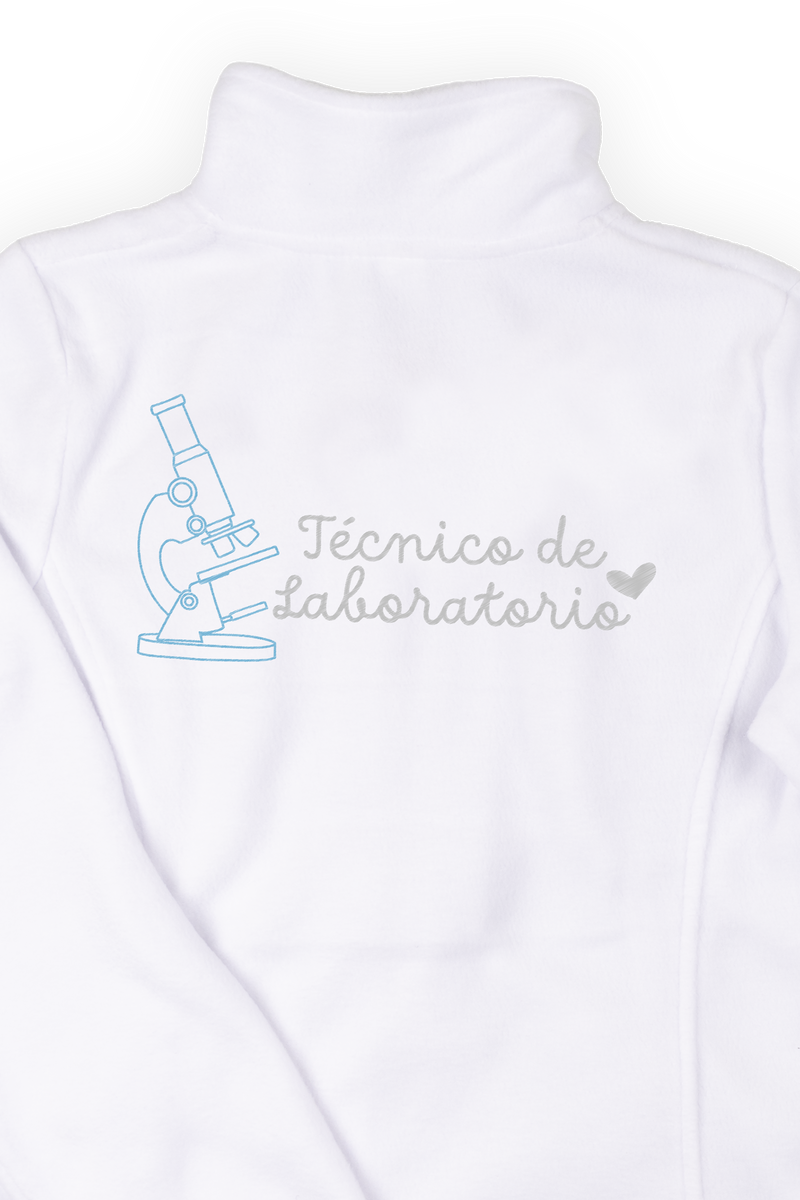 Women's Fleece Scrub Top with Custom Embroidery – White-zoom-