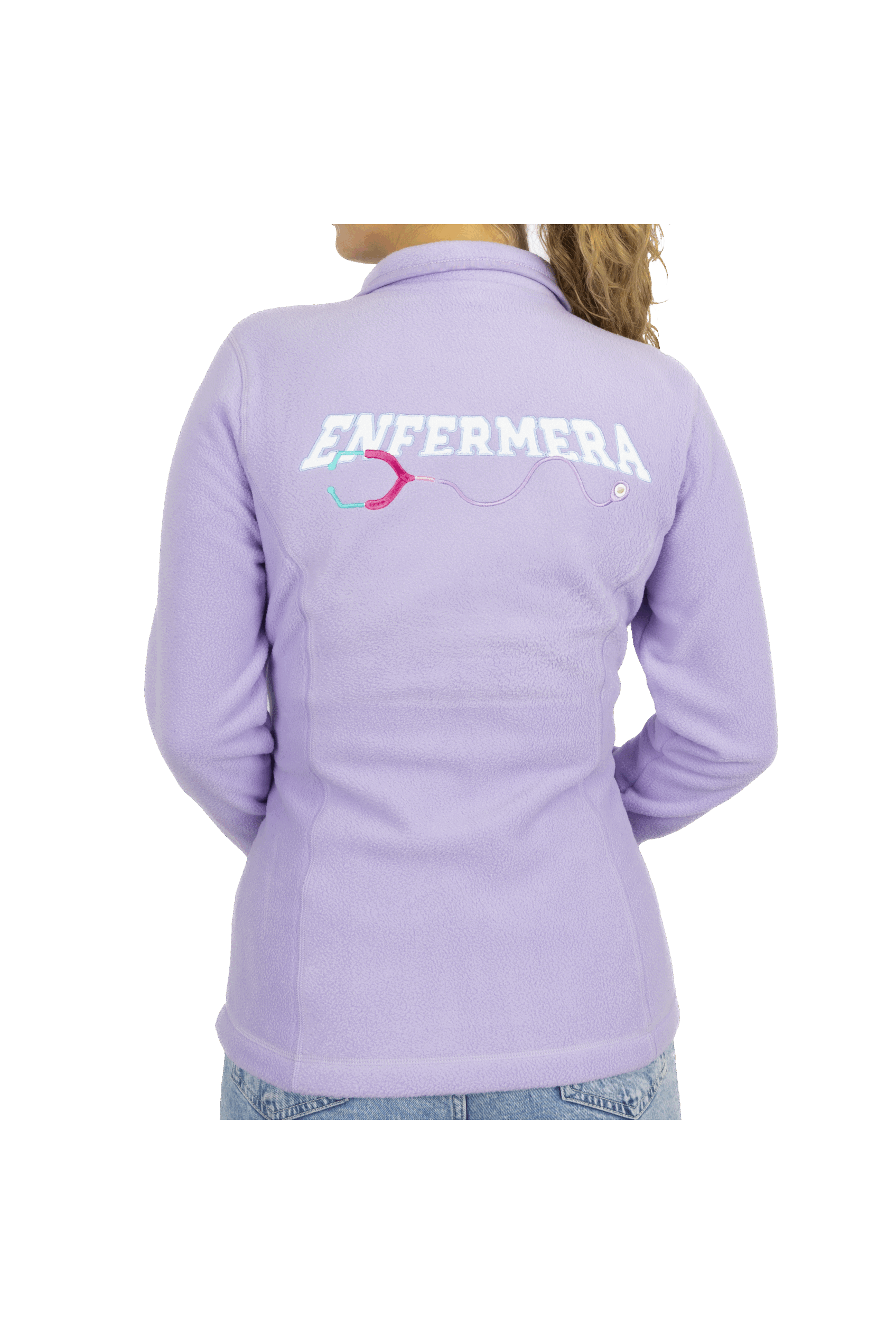 Personalized Women's Fleece Scrub Top – Lavender with Embroidery-3