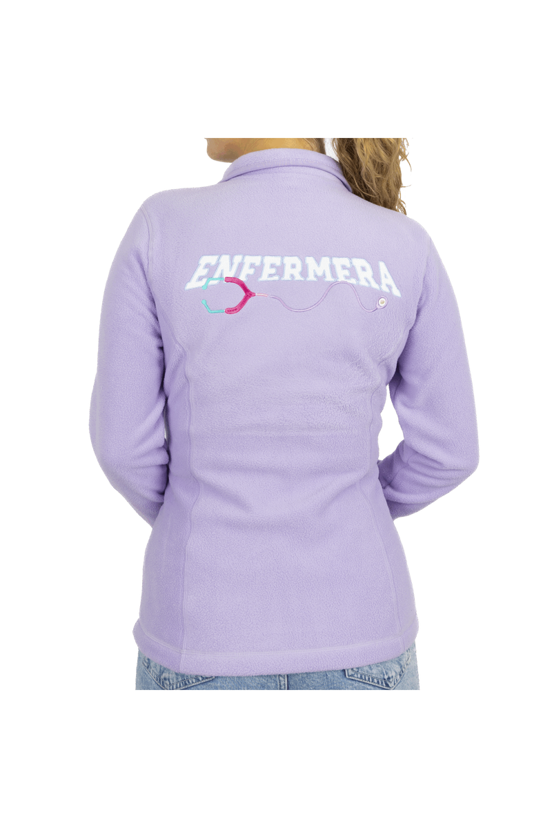 Personalized Women's Fleece Scrub Top – Lavender with Embroidery-zoom-